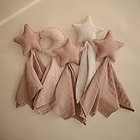 Vista 5 de mushie Manta de seguridad Moon Baby Lovey 100% algodón de muselina orgánico (rubor)