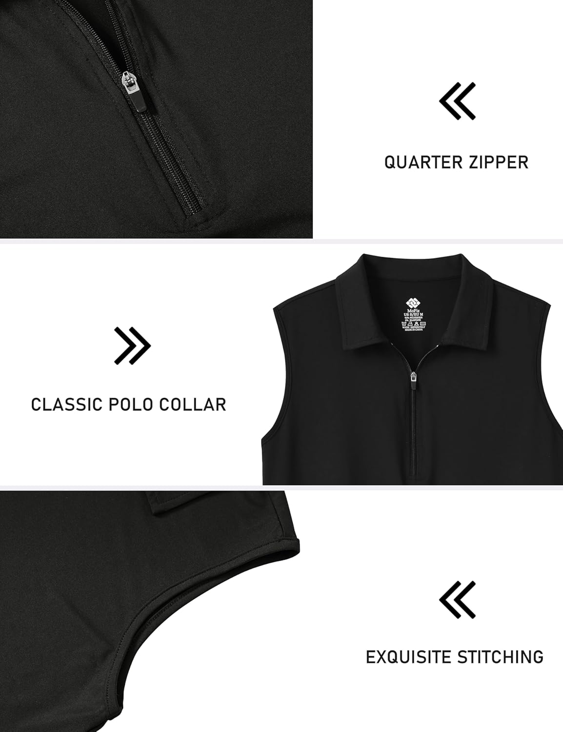 MoFiz Women's Sleeveless Golf Polo Shirts 1/4 Zip Floral Tennis Workout Golf Tank Top - Image 4