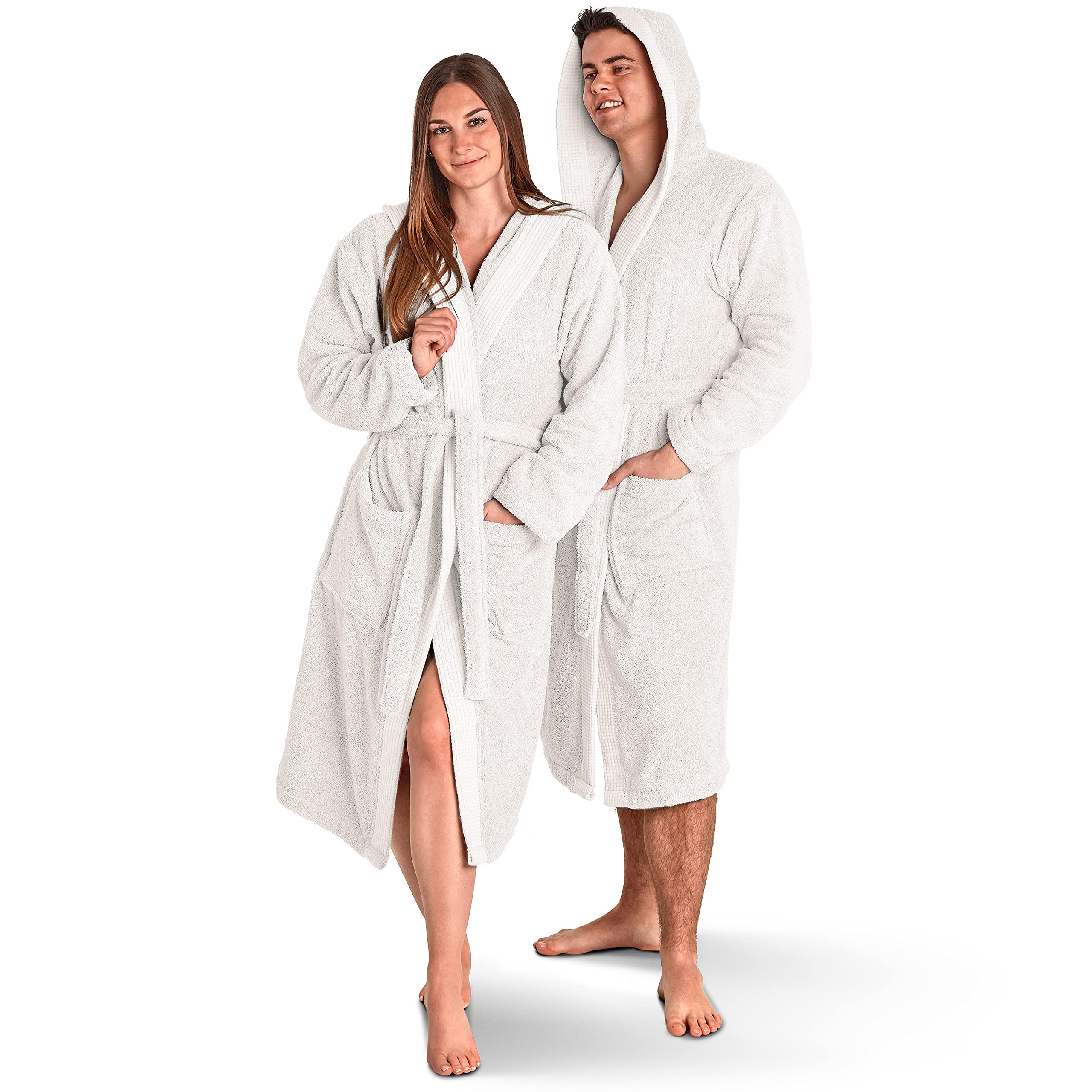 Merana Rome Bademantel Unisex | kuschelweicher und saugstarker Bademantel für Herren und Damen mit großer Kapuze | Frottier Luxus Qualität | 100% Baumwolle | Oeko-TEX | Premium Hotelqualität 450 GSM