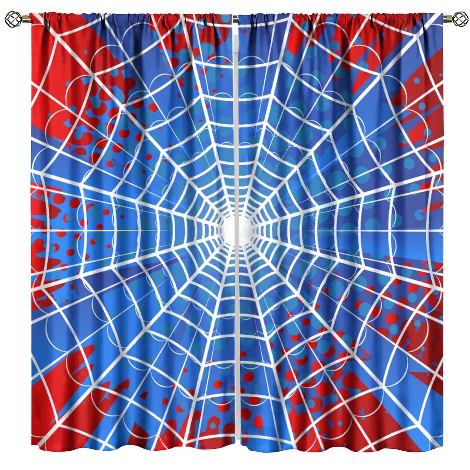 XBDDZSW Super Hero Spider Web Boys Red Blue Window Curtains for Teen Room Bedroom Playroom Home Decor Drapes 2 Panel Sets,42x54 Inch Blackout Style-2