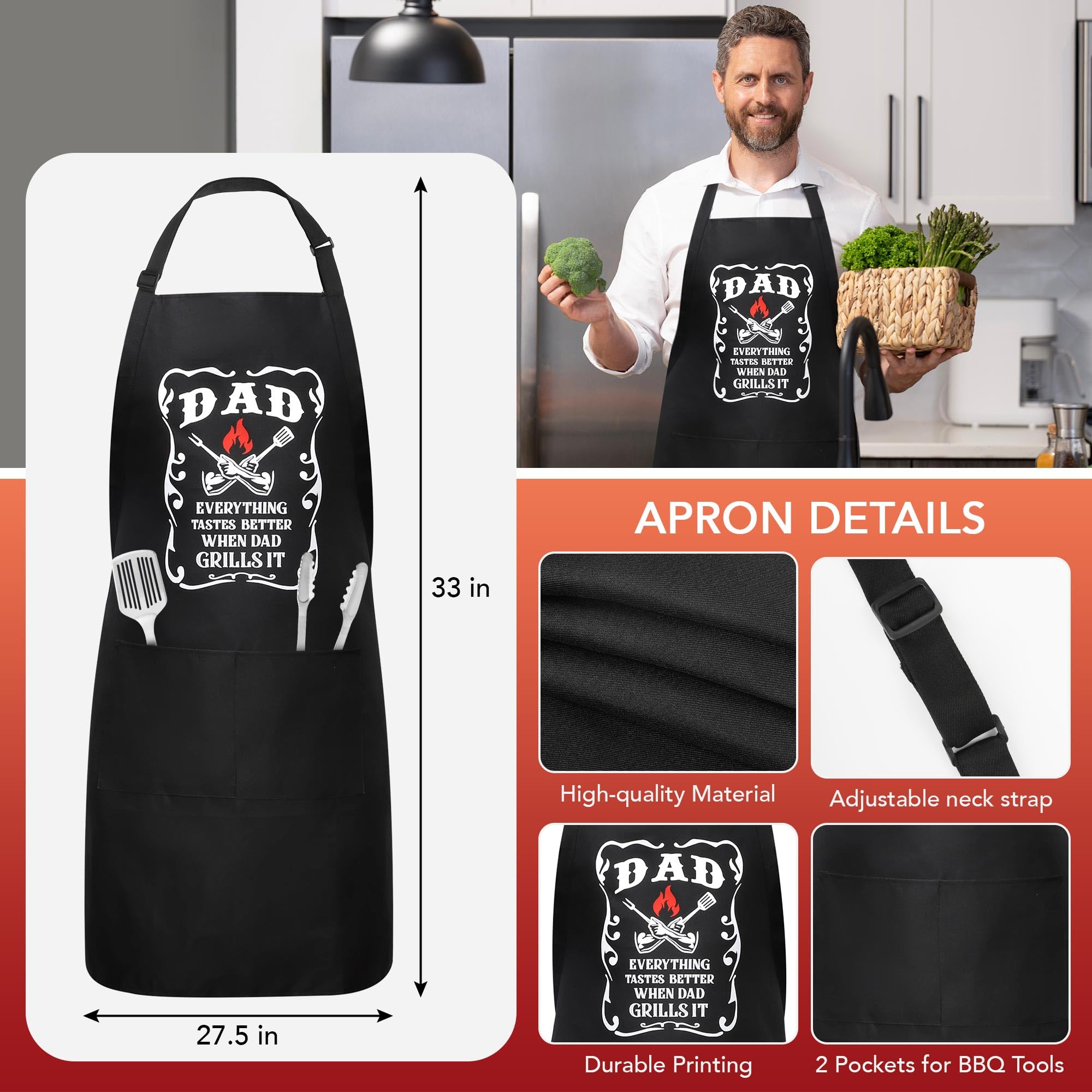 LEJIAJINW Fathers Day Dad Gifts for Men Father Grandpa Daddy, Dad Birthday Gift from Daughter Son, Father's Day BBQ Grilling Platter with Apron Gift Box for Him Husband Brother Easter Anniversary