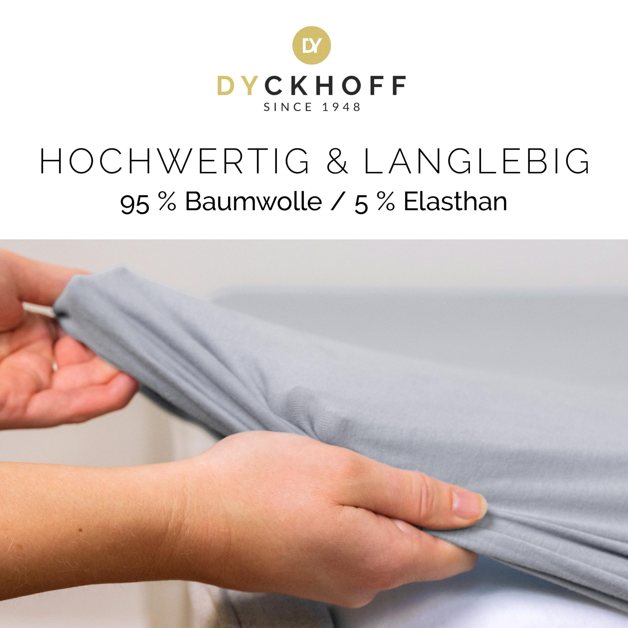 Dyckhoff Spannbettlaken Jersey 95% Baumwolle, Silber, 180-200x200cm