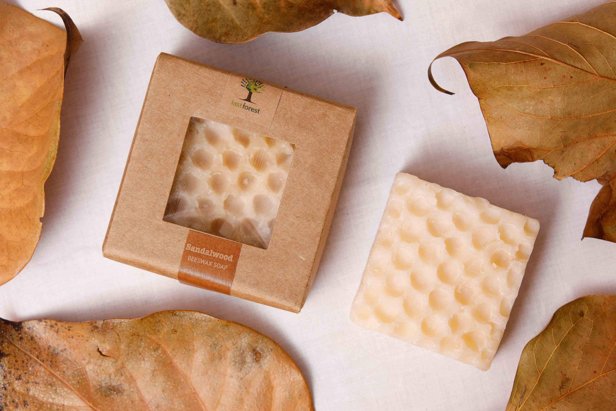 Last Forest Beeswax Soap (100gm), Herbal Bathing Soap for Glowing Skin, Handcrafted, Handmade, 100% Ingredients, Moisturizing, Beeswax, Bathing Soap for Men & Women (Sandal)