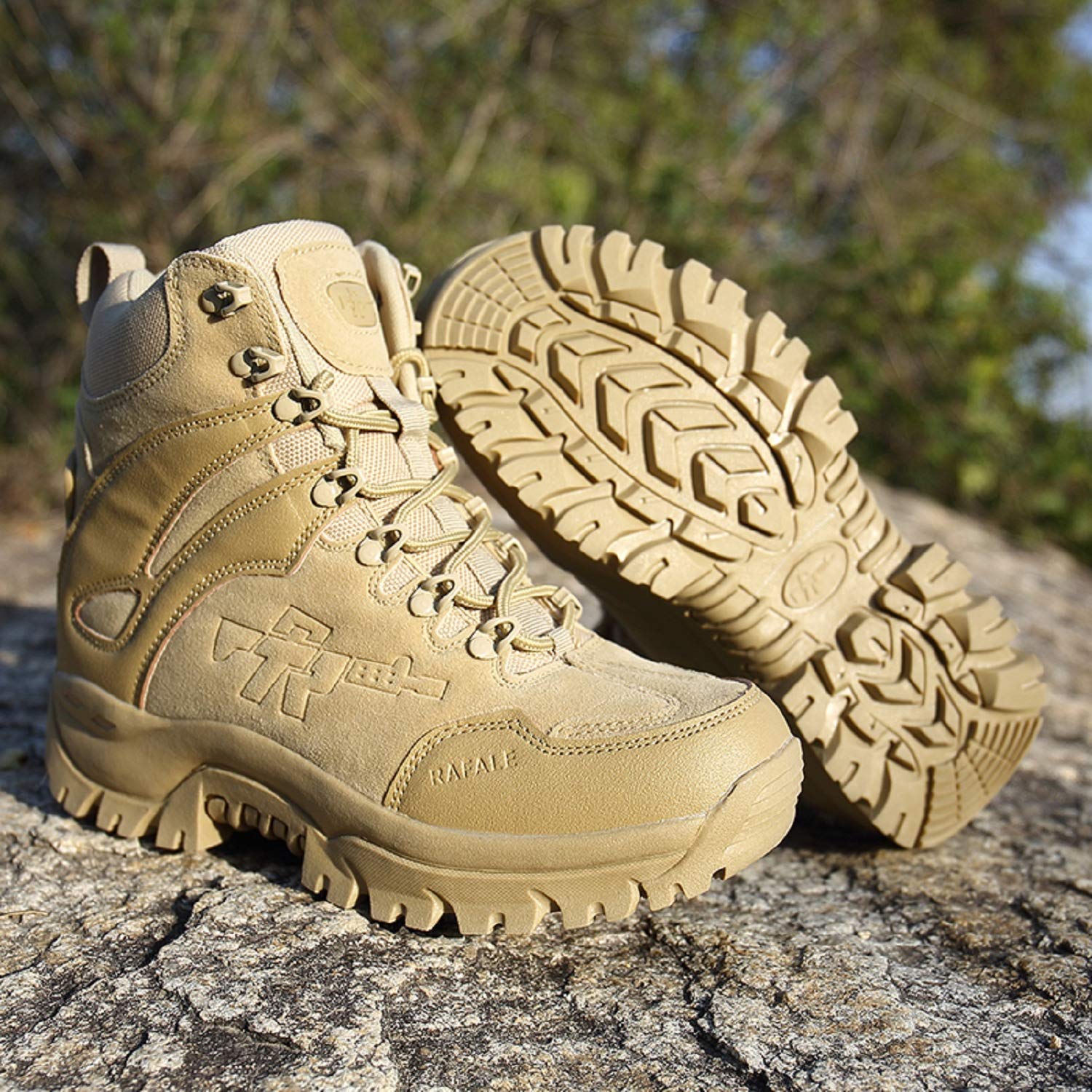 AONEGOLD Hommes Bottes de Randonnée Tactiques Militaires de Combat Bottes Chaussures de Trekking extérieures Respirantes Antidérapant