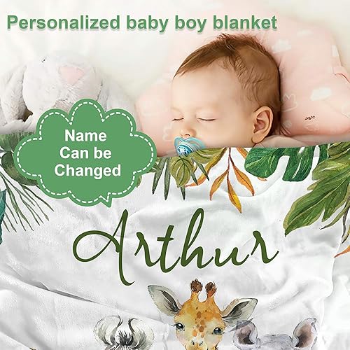 Miniatura 2 de J&SBGFT Manta personalizada con el nombre del bebé para niños, manta de recepción personalizada para bebé, decoración para cochecito y cuna, manta