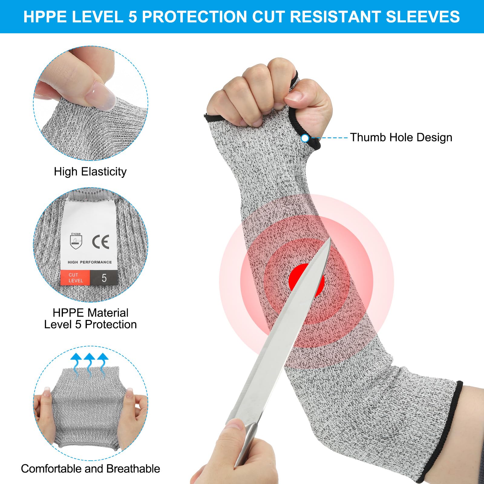 PATIKIL 16 Inch Cut Resistant Sleeve - Image 3