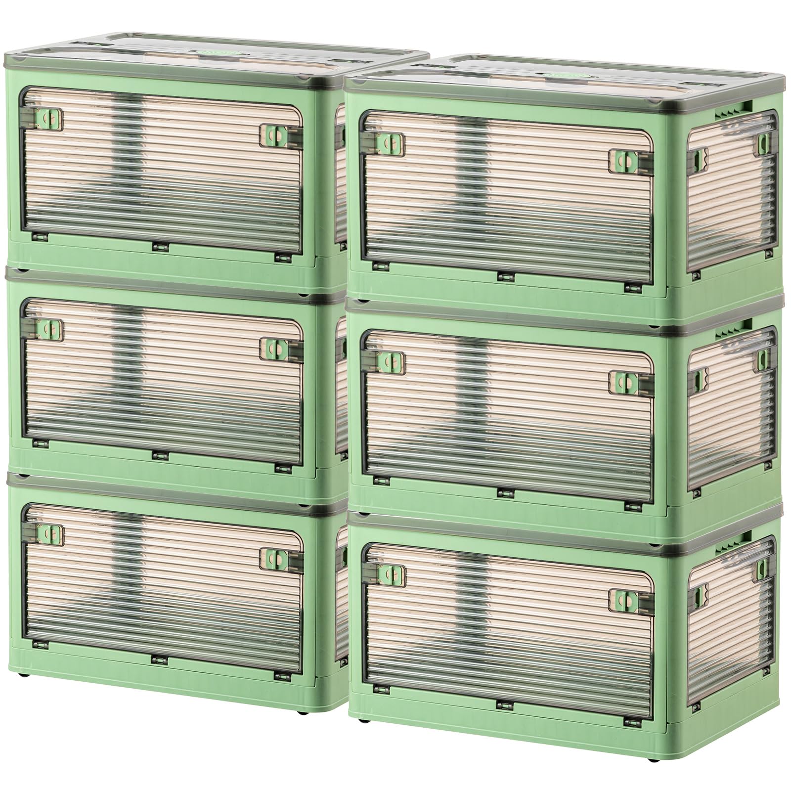 Modular Stackable Bins Snapklik.com : ANMINY 6PCS Lidded Plastic Storage Bins 59QT 5-Door ...