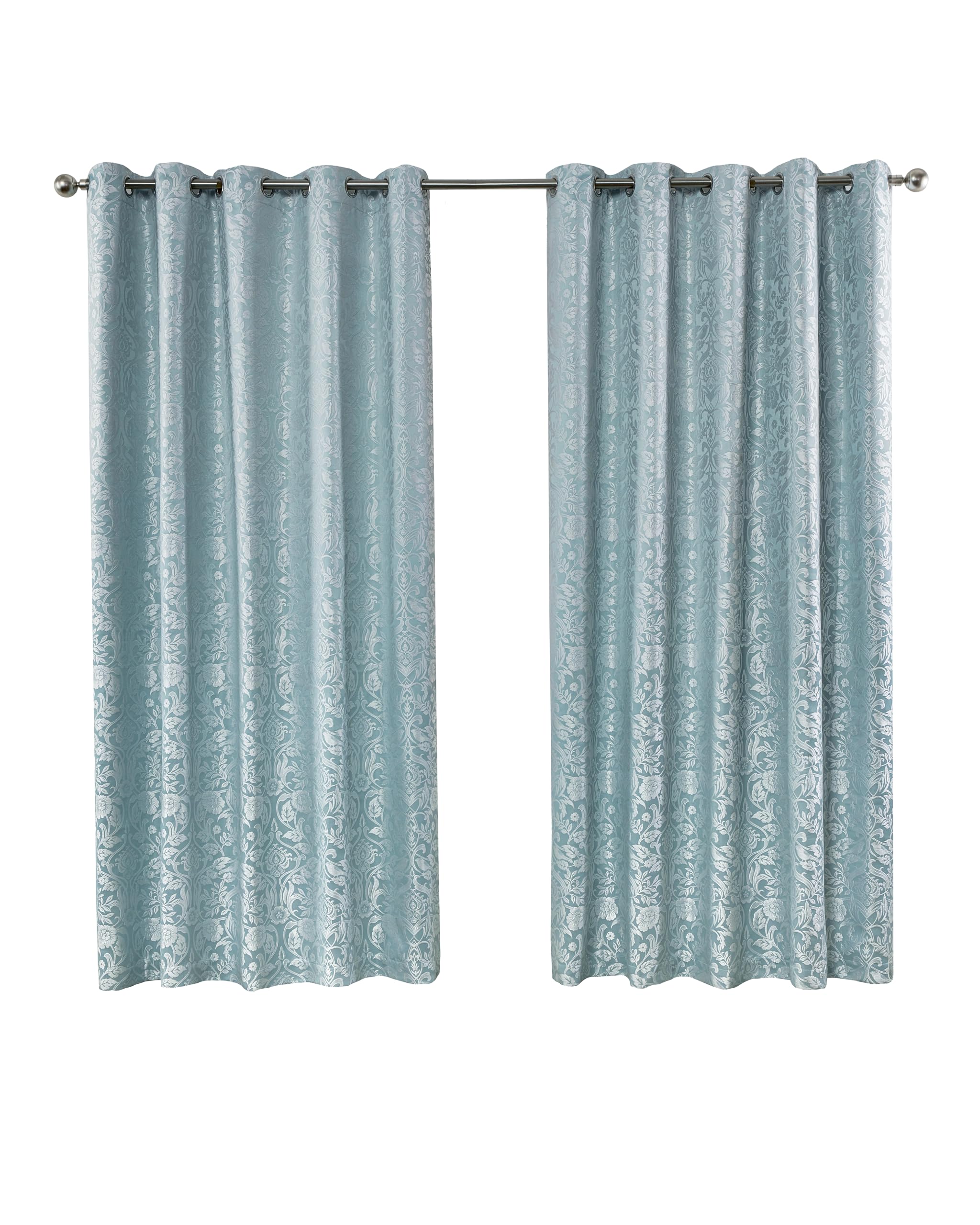 Emma Barclay  Blue Lined Jacquard Curtains Eyelet Eden in Size 90x90 Inch, Sports Direct