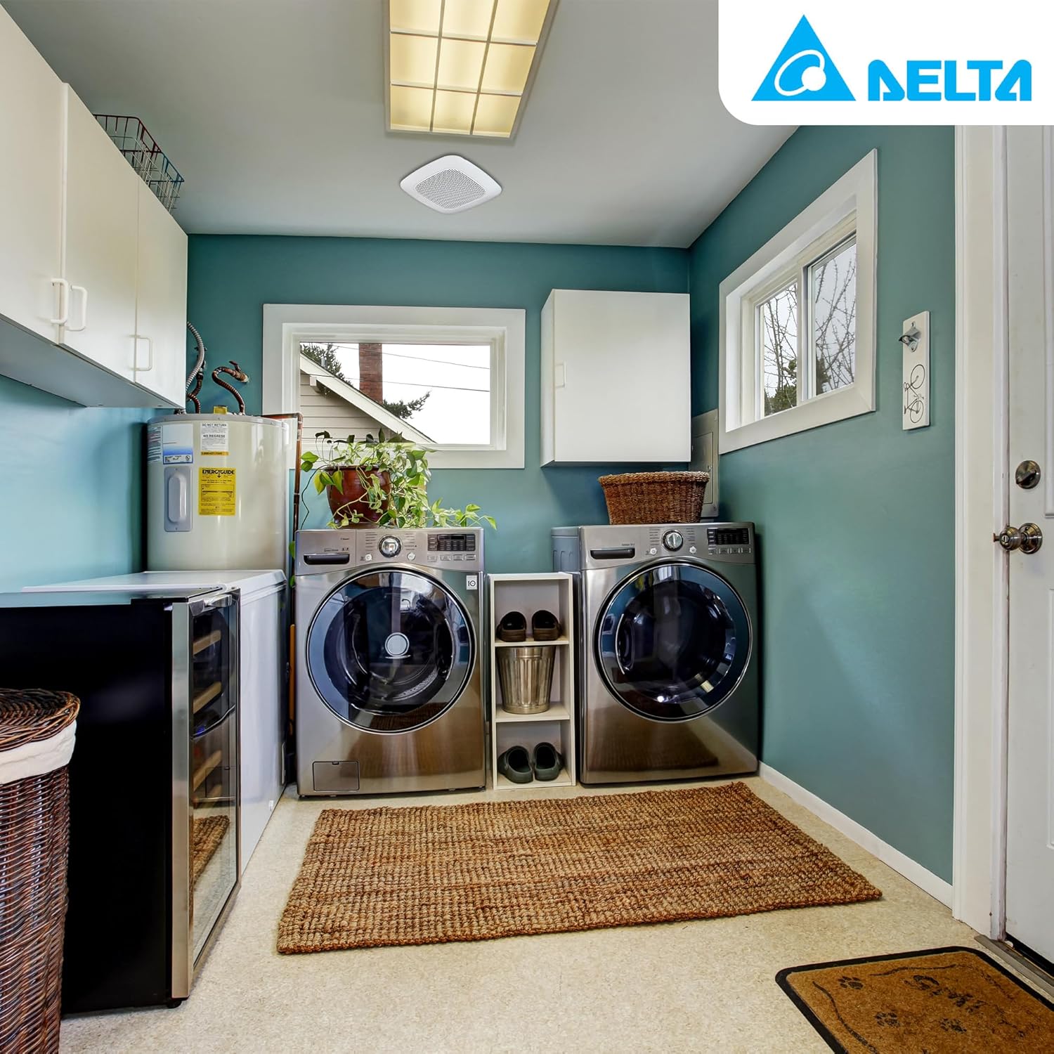 delta breez signature bathroom fan installed ceiling grille and modern bathroom