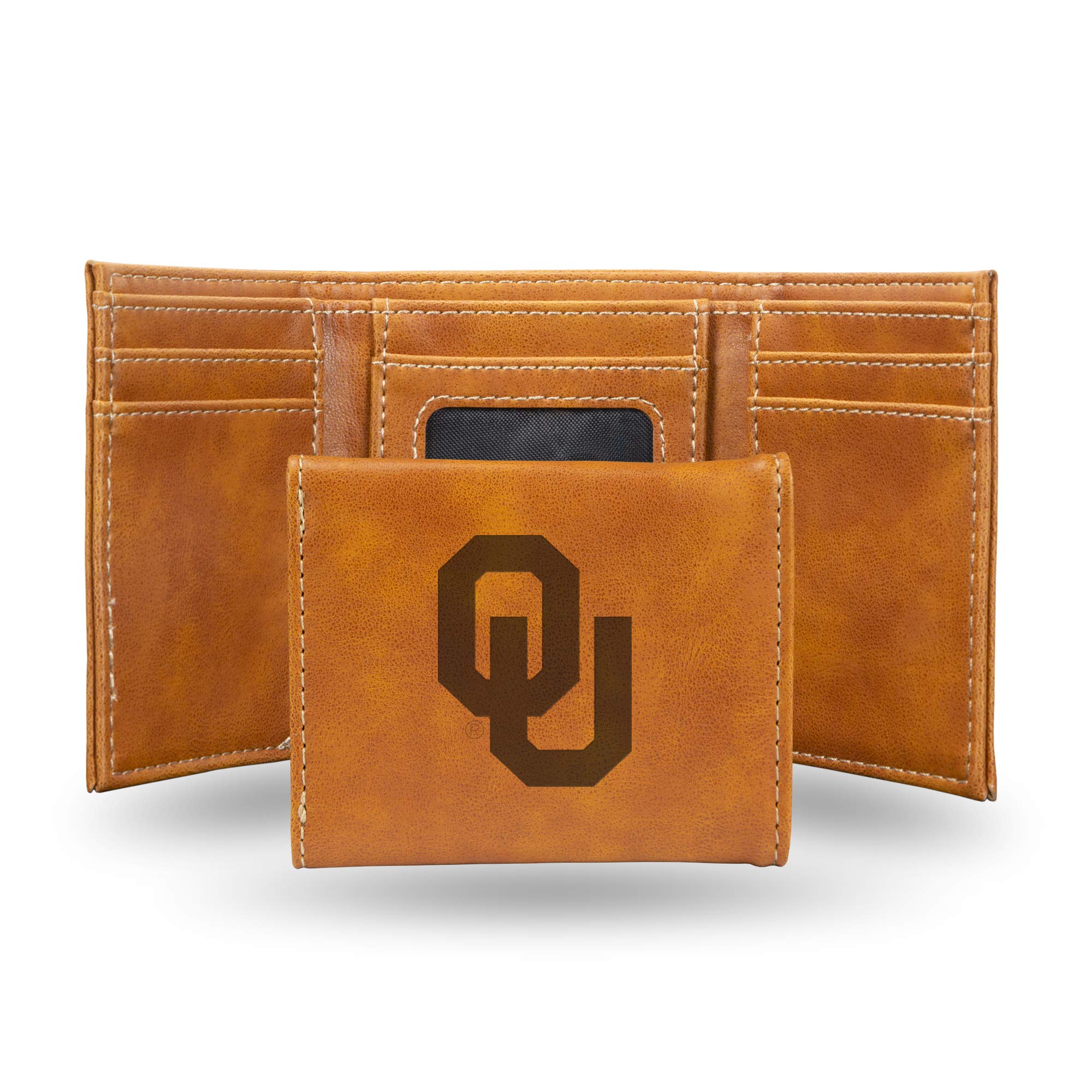 Rico Industries NCAA Oklahoma Sooners Laser Engraved Tri-Fold Wallet, Brown