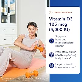 Pure Encapsulations Vitamin D3 125 mcg (5,000 IU) - Supplement to Support Bone, Joint, Breast, Heart, Colon, and Immune Health* - with Vitamin D - 250 Capsules