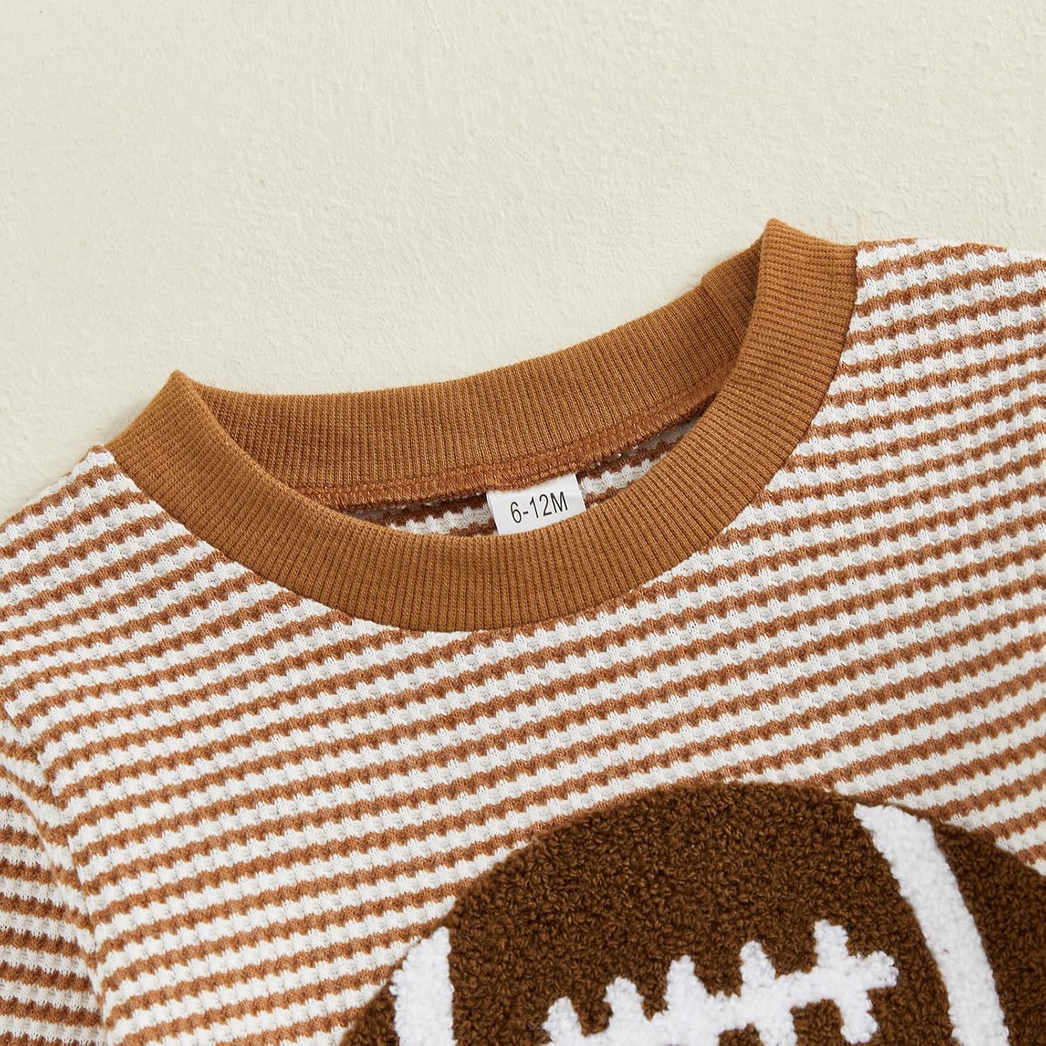 Football Baby Boy Clothes Football Embroidery Waffle Stripe Long Sleeve Sweatshirt Jogger Pants Fall Winter Outfits - Image 7