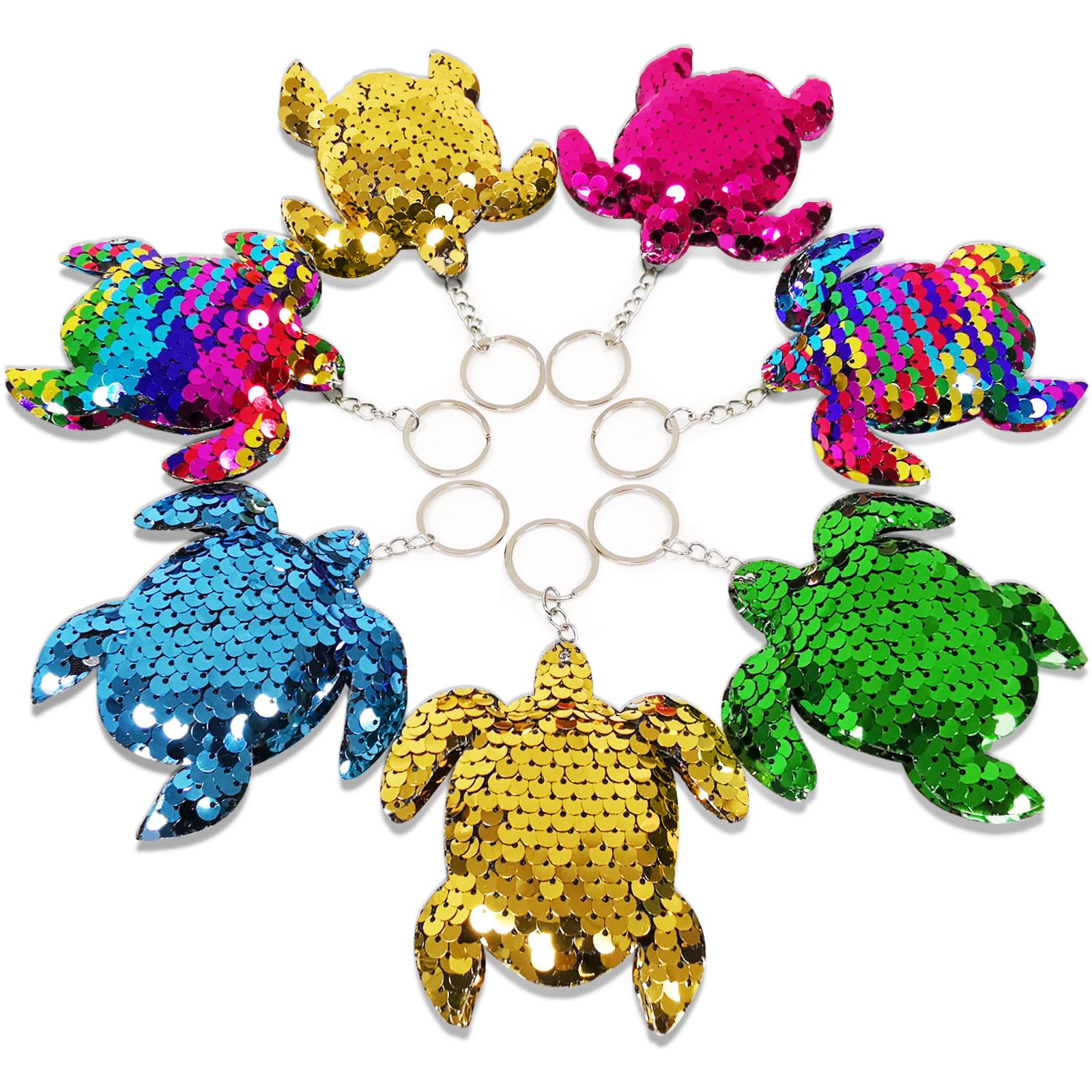 CiciBear 25 Pack Turtle Sequin Keychains for Party Favors, Kids and Adults Birthday Gift, Baby Shower, Turtle Party, 5 Colors