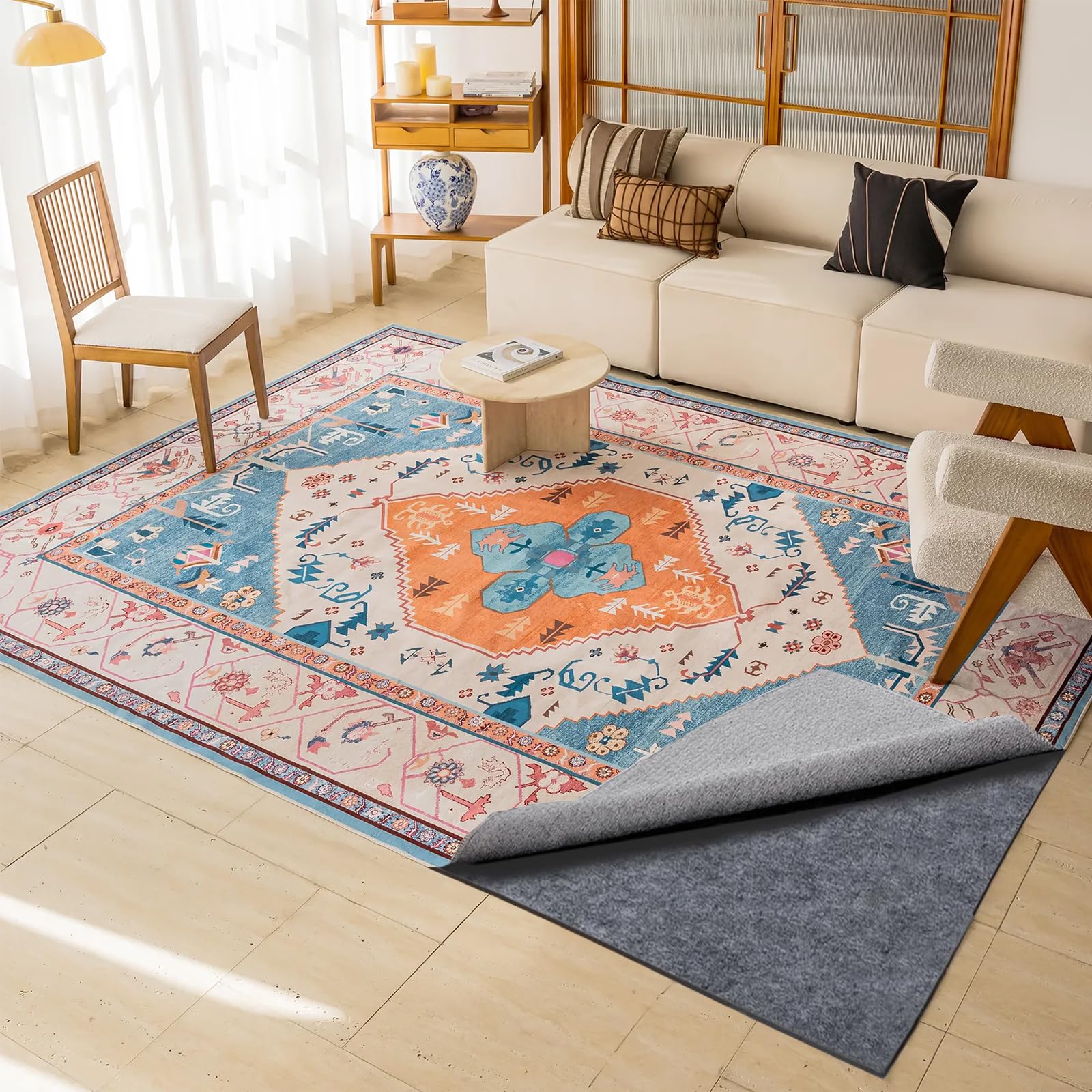 Tappeto Antiscivolo Gomma, 180x280cm sottotappeto antiscivolo per tappeti, protezioni sottotappeto, fermagli per tappeti per pavimenti in legno, mantengono i tappeti in posizione