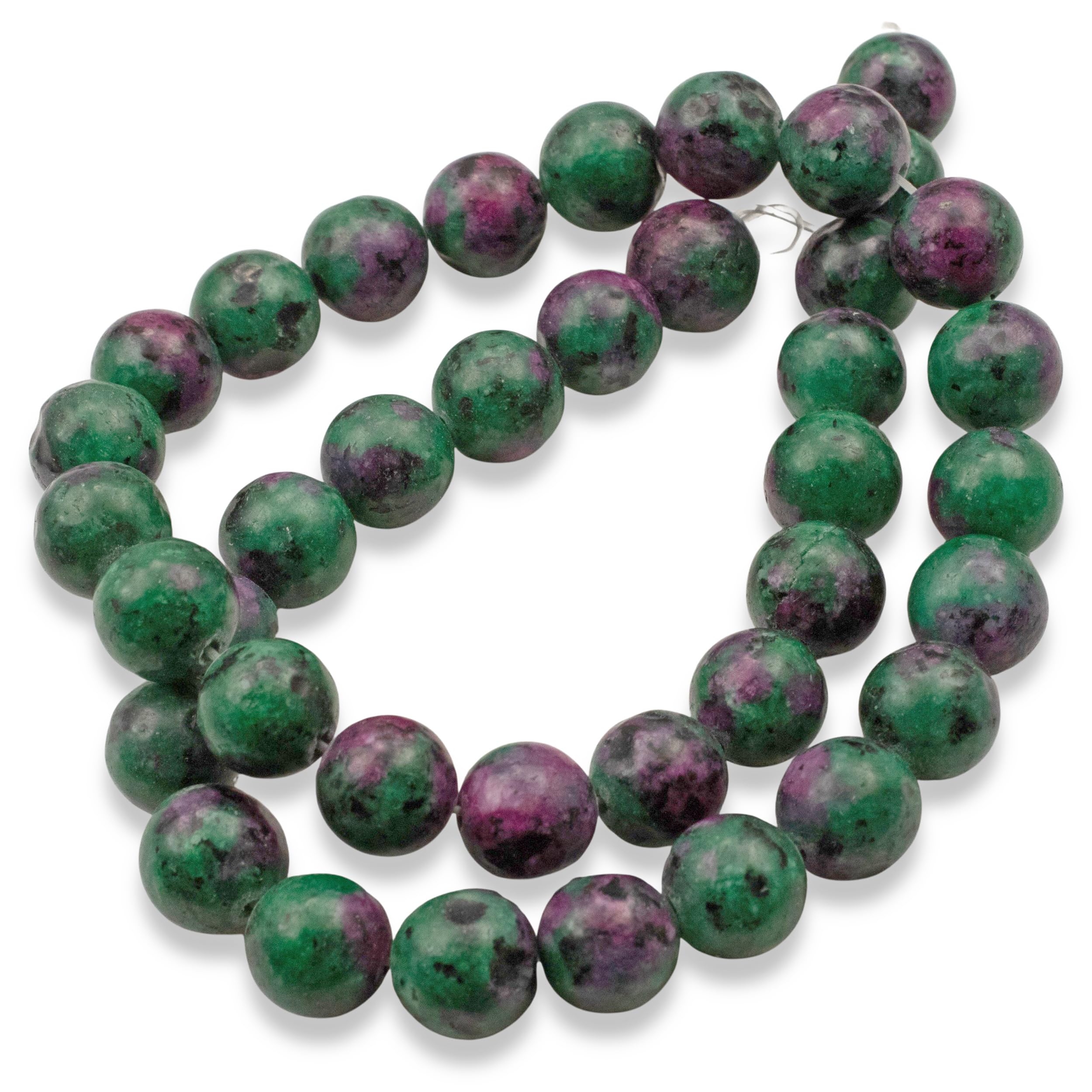 Amazon.com: Ruby Zoisite Beads 10mm Natural Green Pink Stone Round