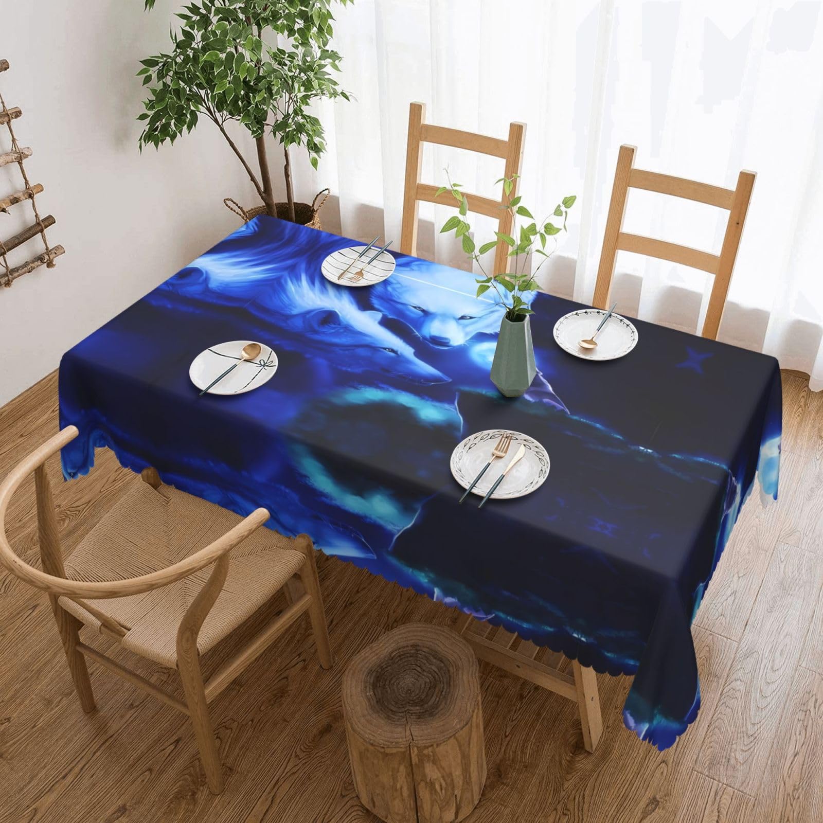 MROWYC Galaxy Wolf Printed tablecloths are suitable for hotels, picnics, and parties, and can effectively protect the tabletop