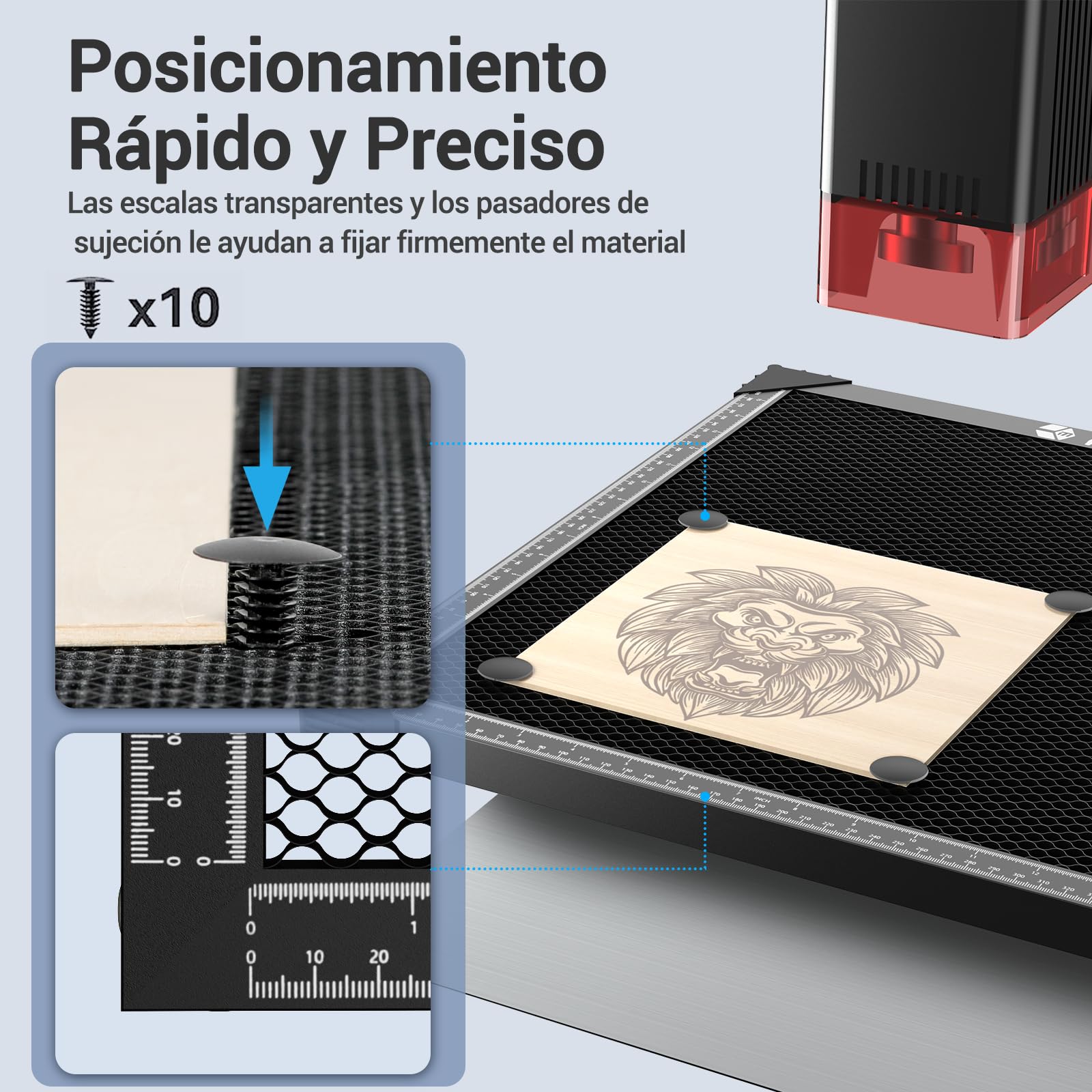 Mesa de Trabajo Láser Panal, 440 x 440 x 22mm Honeycomb Laser Bed para Grabador Láser, Garantizando Disipación Rápida del Calor y Protección de la Mesa