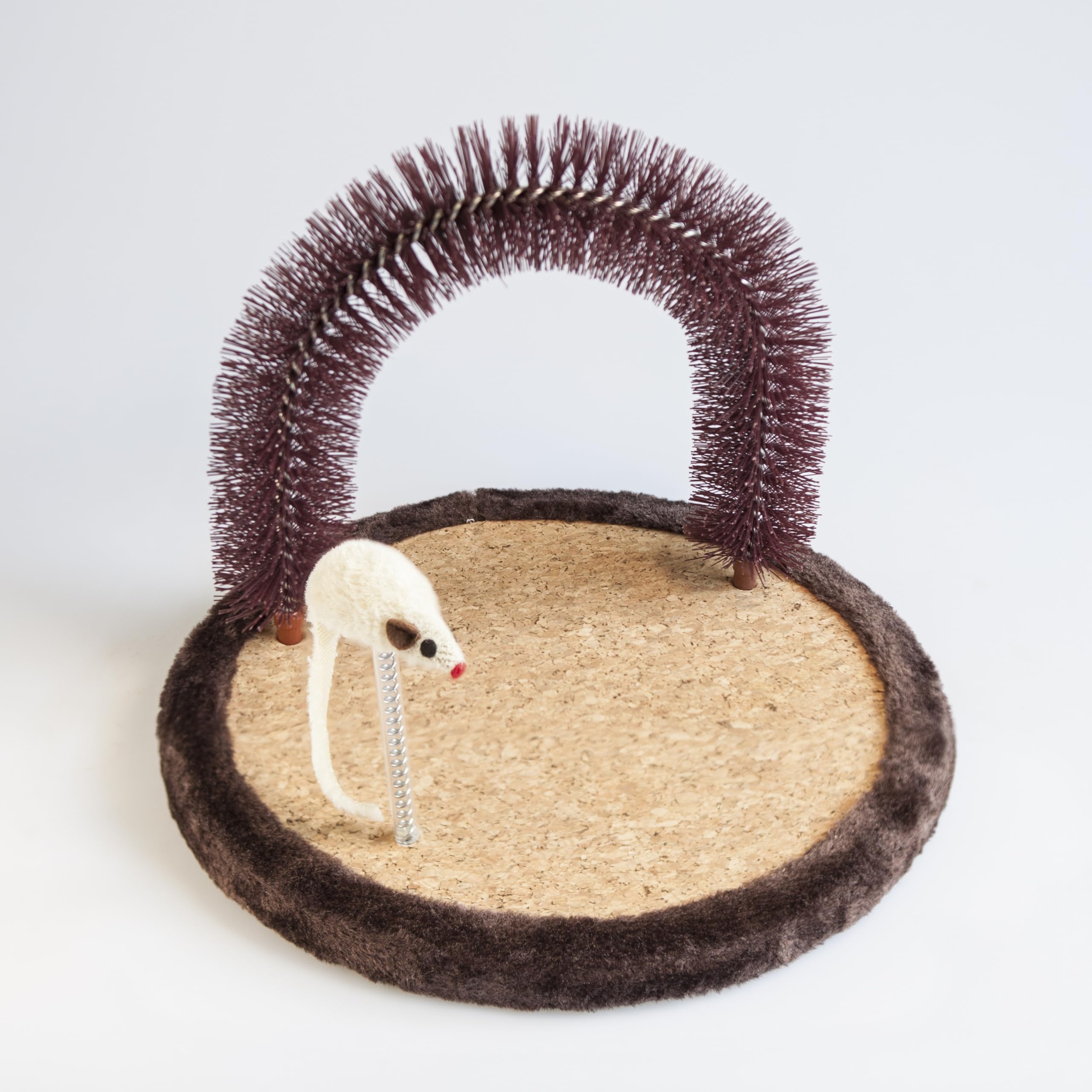 Happi N Pets Kratzpfosten, Große Selbstpflegegerät, Katzen-Selbstmassagegerät, Katzenhaarbürste für die Pflege mit robuster Katzenkratzpad und Katzenminze, interaktive Maus-Spielzeug für Kätzchen