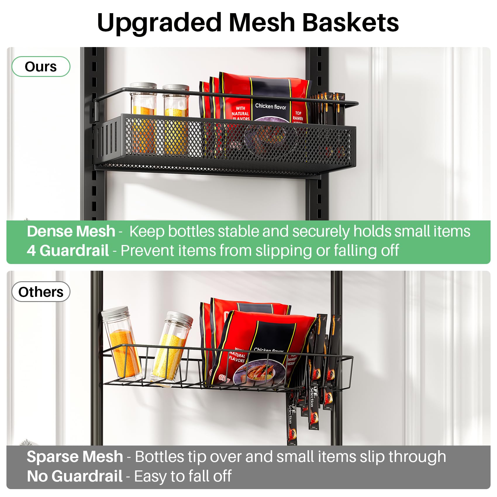 SNTD Organizador de despensa sobre la puerta, organizador de especias ajustable de 8 niveles, estante de especias para puerta colgante de gran capacidad para organizar despensa de cocina y