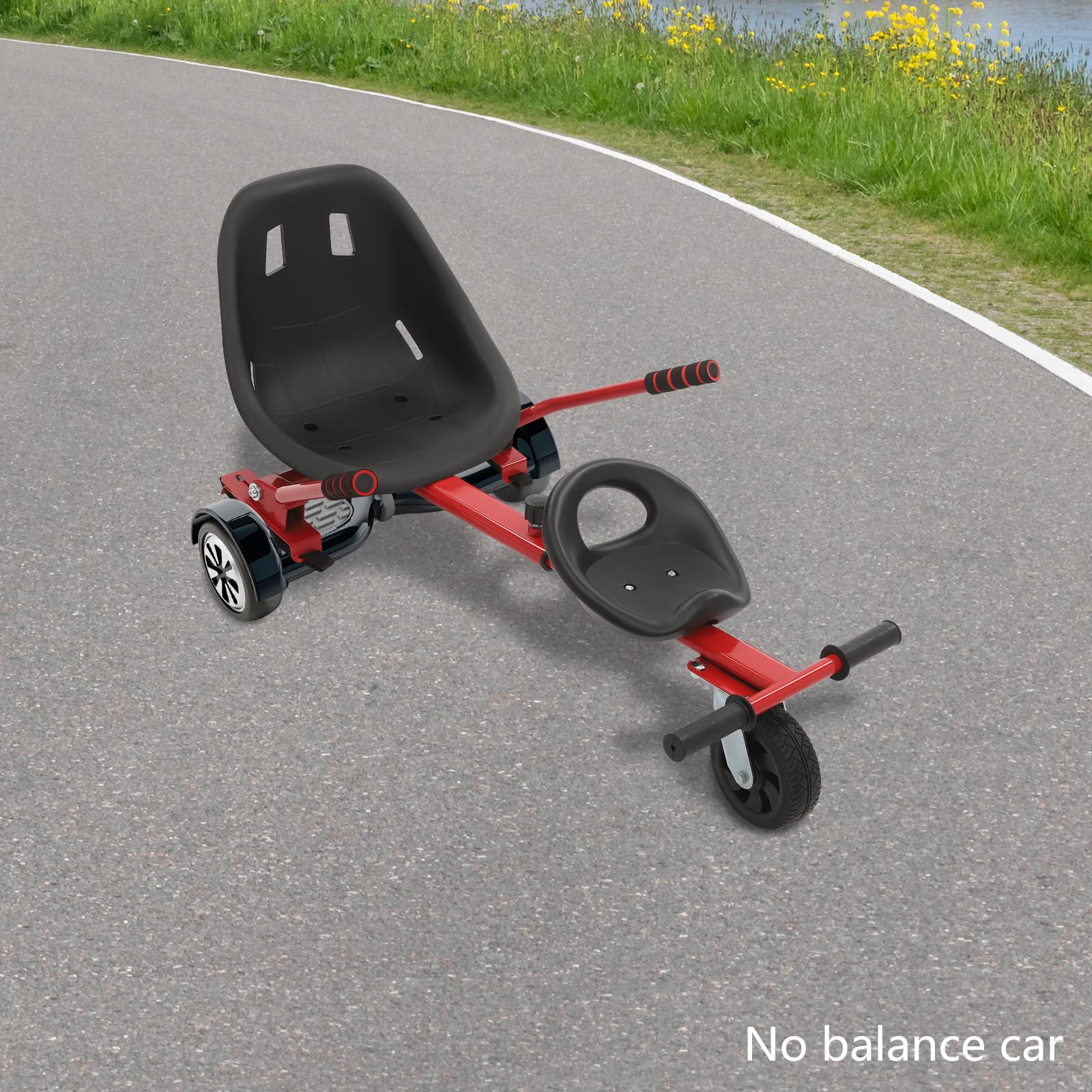 Hoverboard Sitz, Hoverboard mit Sitz verstellbarer, Doppel-Personen-Balance-Roller, Verstellbarer Balancier-Roller für 6,5-10 Zoll, Universal Gokart-Zubehör für Kinder und Erwachsene (Schwarz)