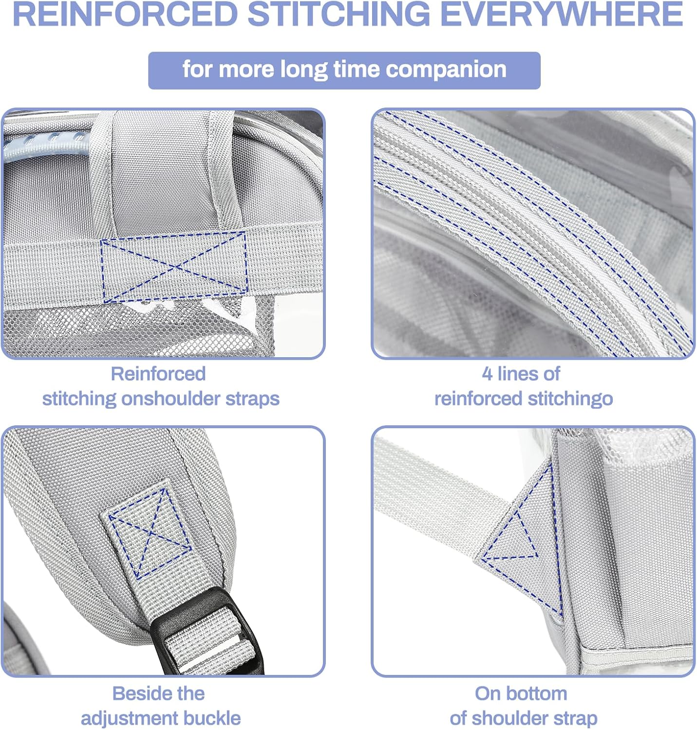MUSEVOS Clear Backpack, Heavy Duty See Through Daypack for Travel, Work, Security, Concerts, College Transparent PVC bookback Stadium Approved, Grey