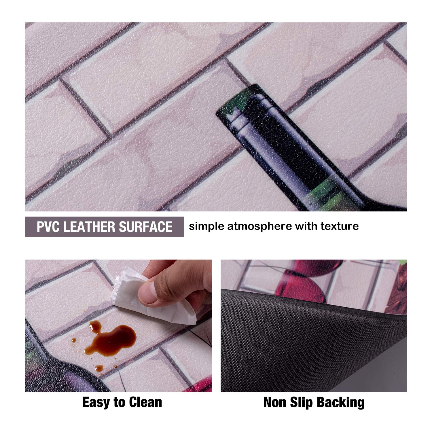 MELAJIA Anti Fatigue Kitchen Mats Cushioned 2 Piece Set Kitchen Rug Non Slip Comfort Mats for Kitchen Floor PVC Leather Standing Mat Indoor Outdoor(17.3