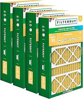Filterbuy 15.75x27.63x3.5 Air Filter MERV 11 Allergen Defense (4-Pack), Pleated HVAC AC Furnace Air Filters Replacement fo...