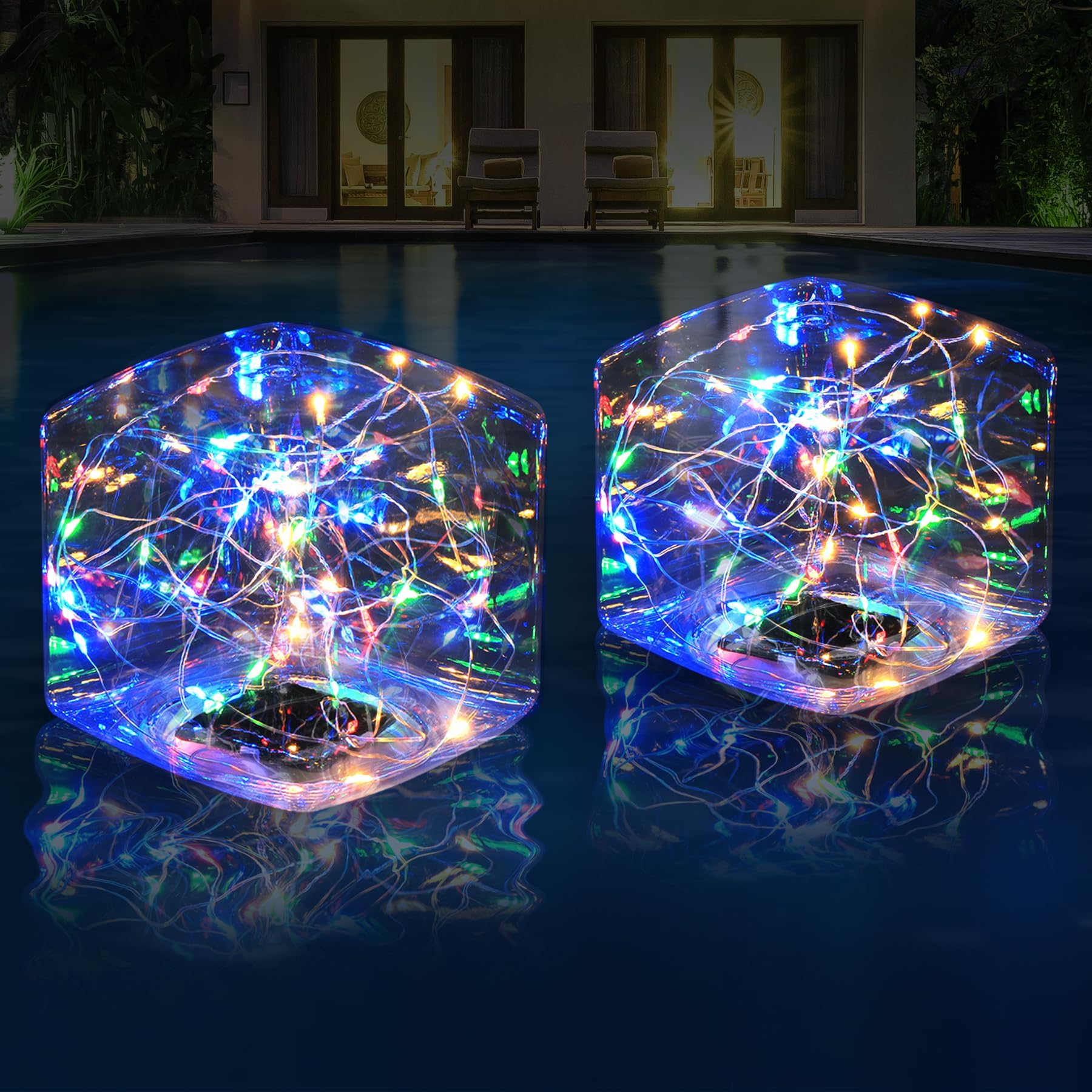 DeeprBlu Lampe Solaire Piscine Flottante, LED Cubiques Colorées Lampe — free download