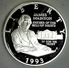 1993 S James Madison Bill of Rights Commemorative Proof Silver Half Dollar DCAM US Mint