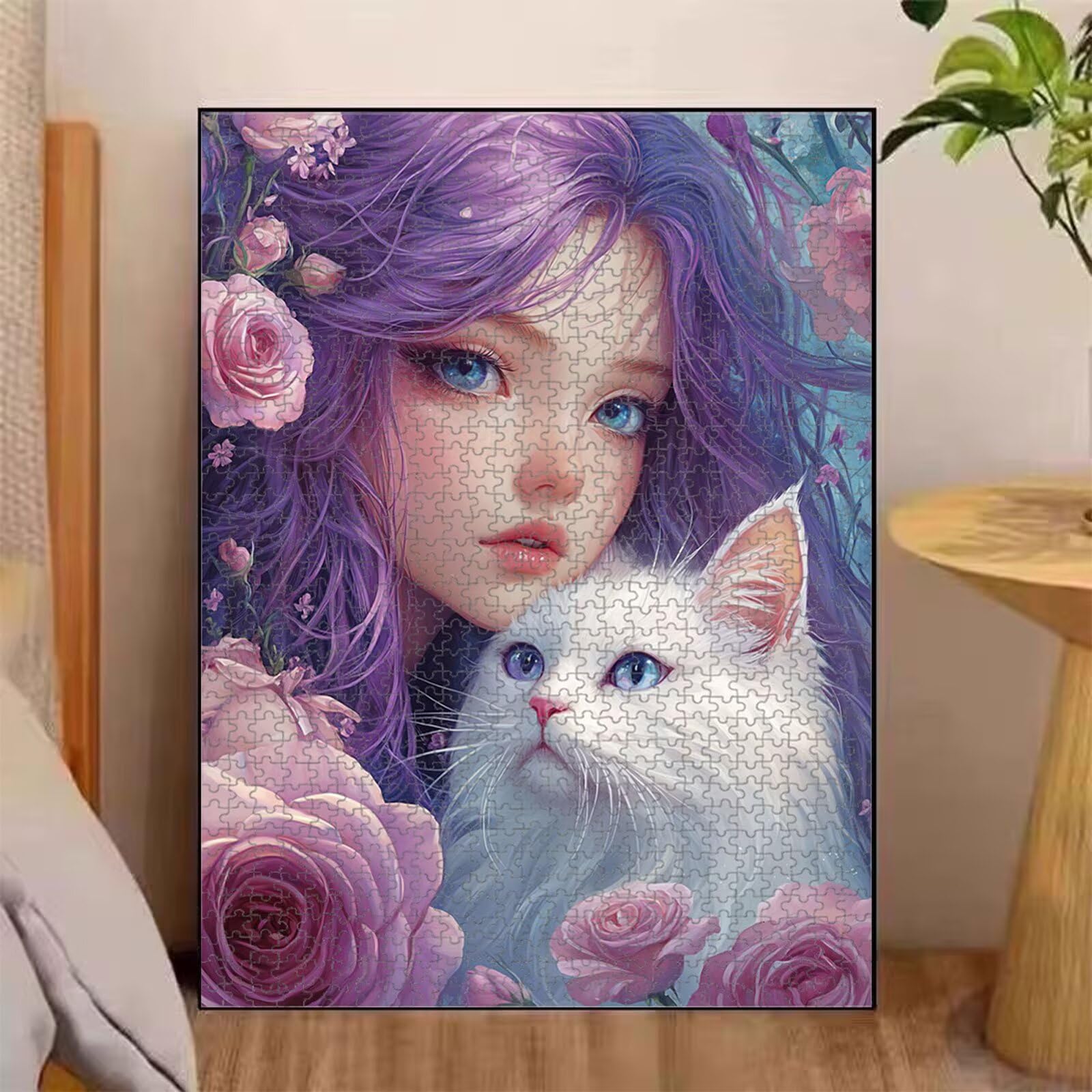 Puzzle 3000 Teile für Erwachsene, Mädchen & Katze Holzpuzzle, 1T#2197