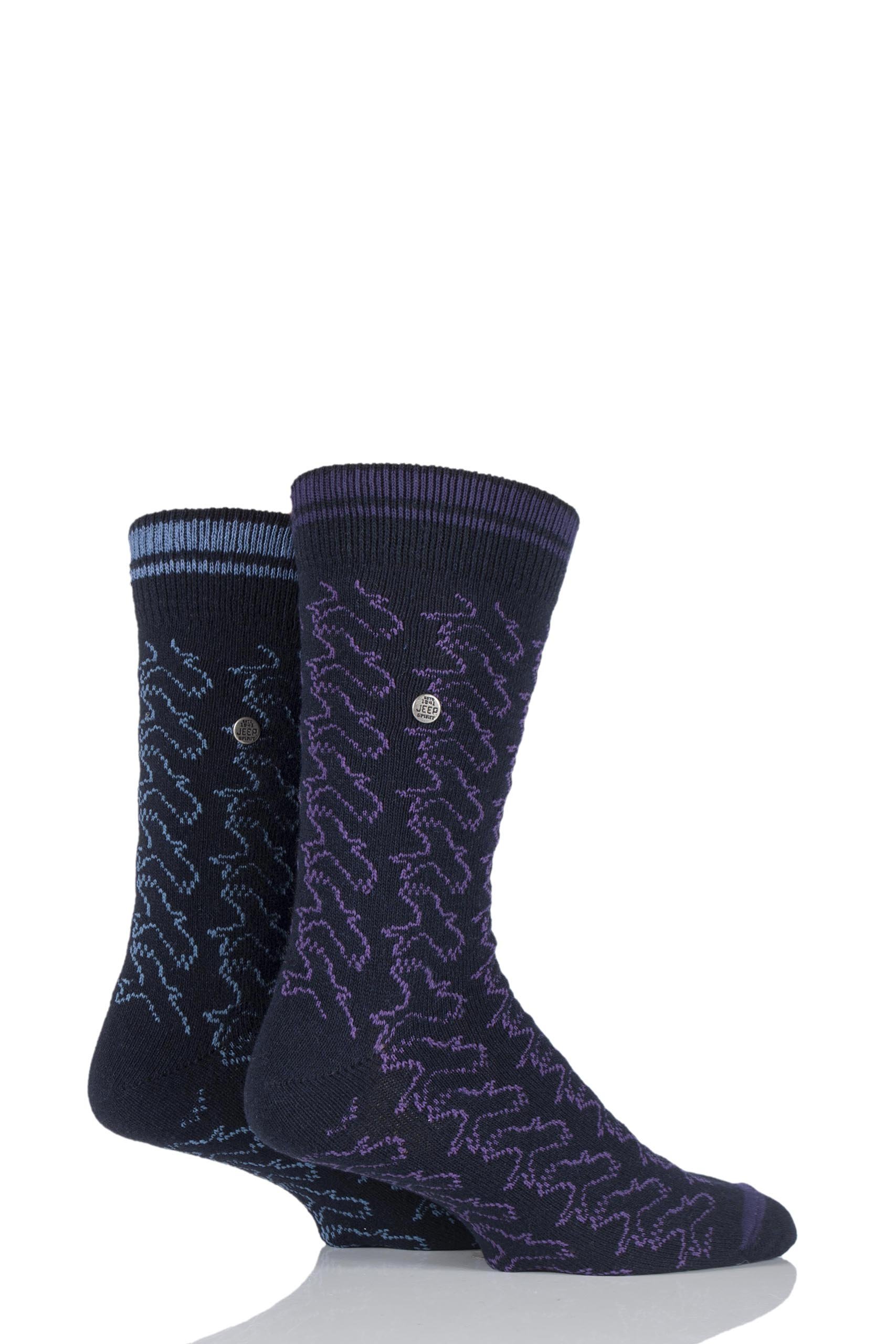 JeepMens 2 Pair Spirit Eagle Pattern Wool Mix Socks