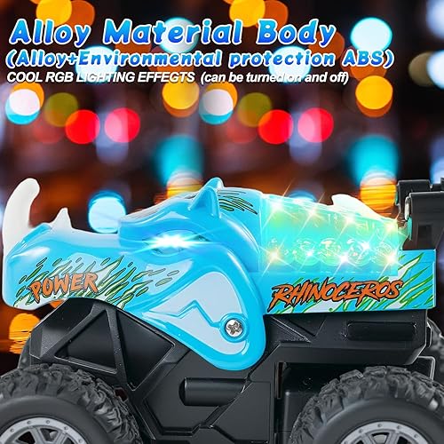 Miniatura 4 de Gohero Juguetes de Camiones Monstruo 1:64, Mini Auto de Control Remoto de 2.4GHz para Niños de 4-7, Giro de 360° y Caminar Erguido, Pequeño Camión