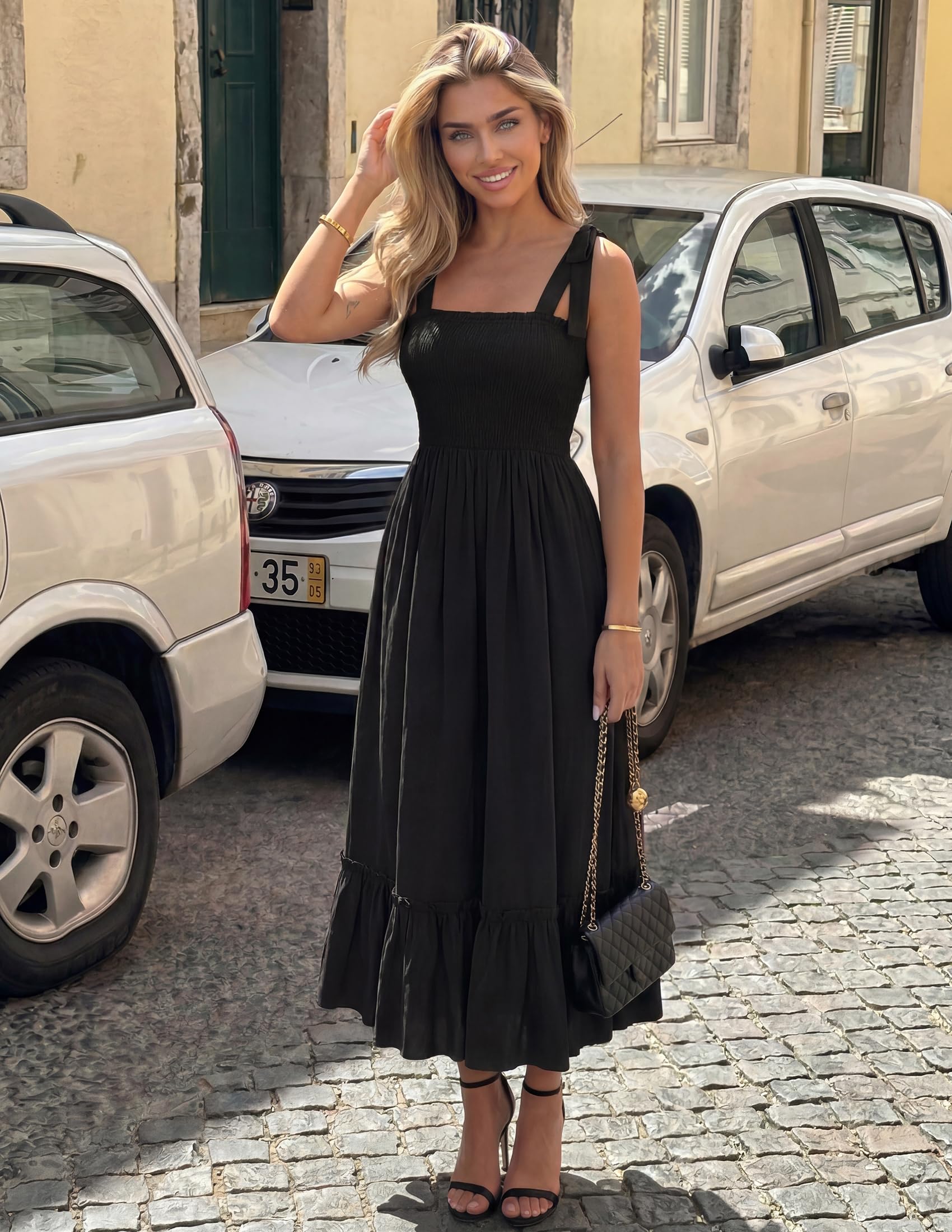 ZESICA Damen Spaghetti A Line Maxikleid Casual