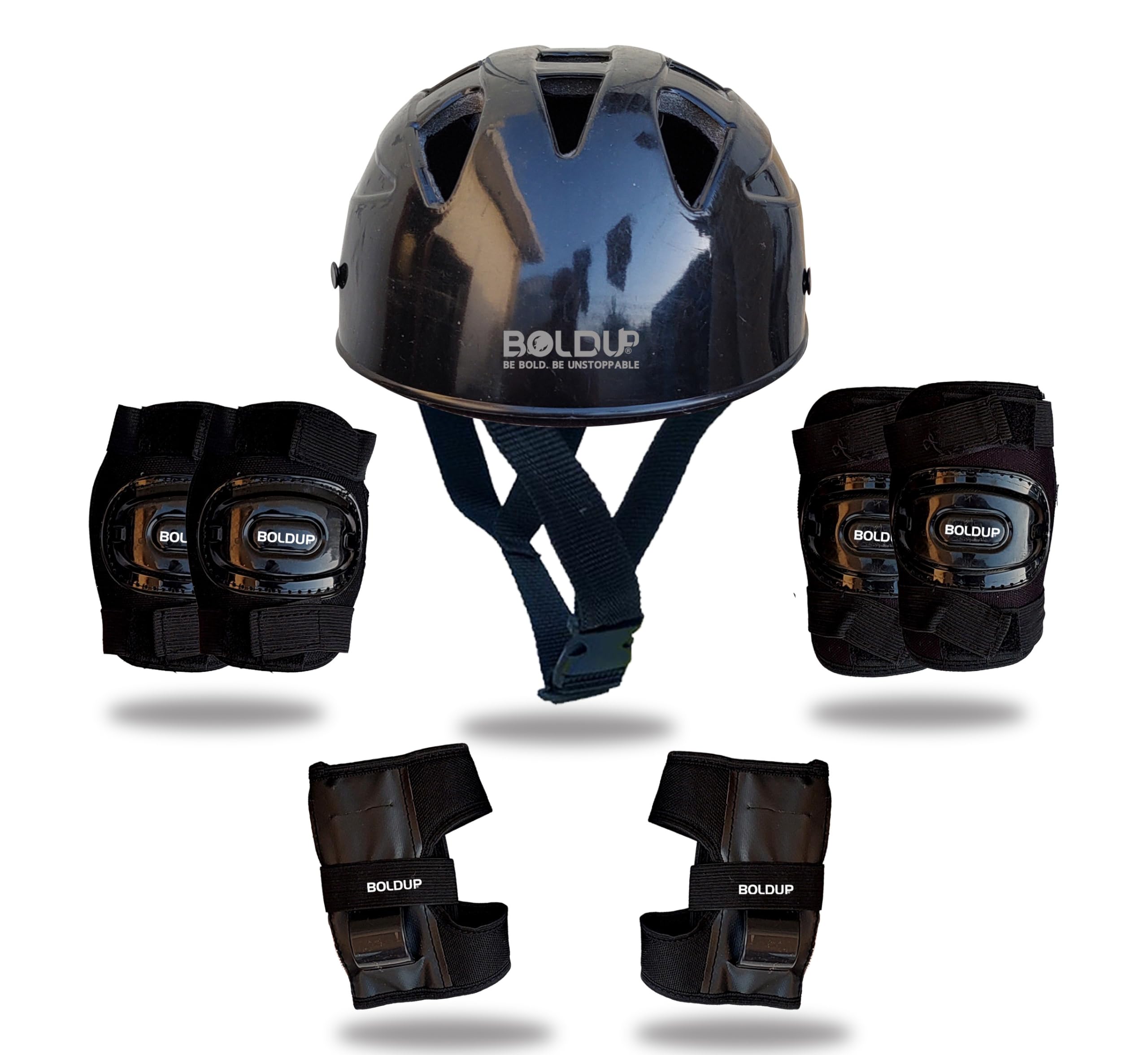 BOLDUP® Cycling Protection Kit, Adult Skating Knee Guard & Elbow Pad for Boys, Girls Pad, Guard, and Wrist Kit Kids, Boys, Girls Cycle Safety kit (Black Helmat Medium Size) (M) (B0DFMTJHCS) Amazon Price History, Amazon Price Tracker