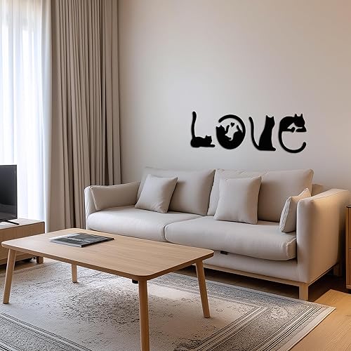 Miniatura 5 de 4pcs Black Cat Wall Decor, Love Themed Wall Art for Living Room, Bedroom, Kitchen, Wooden Wall Decorations for Cat Lovers
