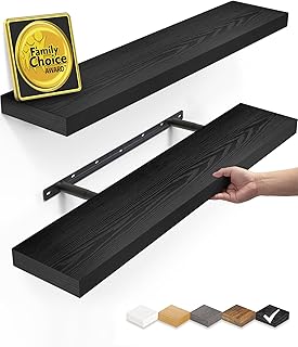 BAYKA Floating Shelves for Wall, Black Wall Shelves for Bathroom, Bedroo...