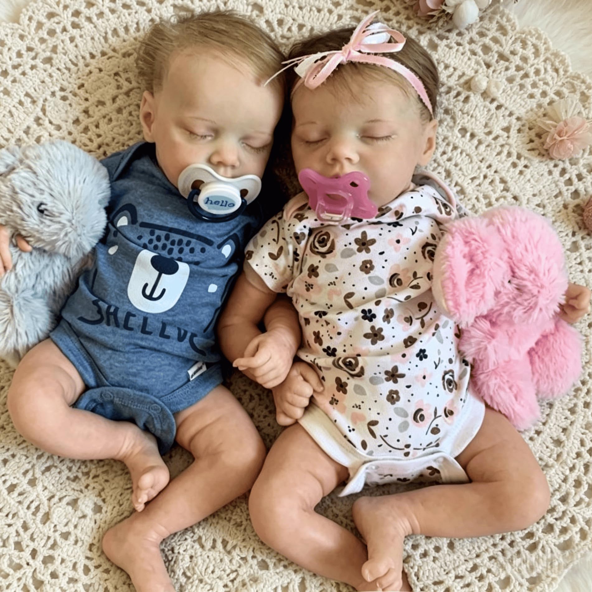 Realistyczne silikonowe lalki Reborn Baby Dolls Twins Realistyczne miękkie winylowe śpiące bliźniaki chłopcy i dziewczęta wodoodporne urocze lalki noworodka zabawki prezenty dla dzieci w wieku