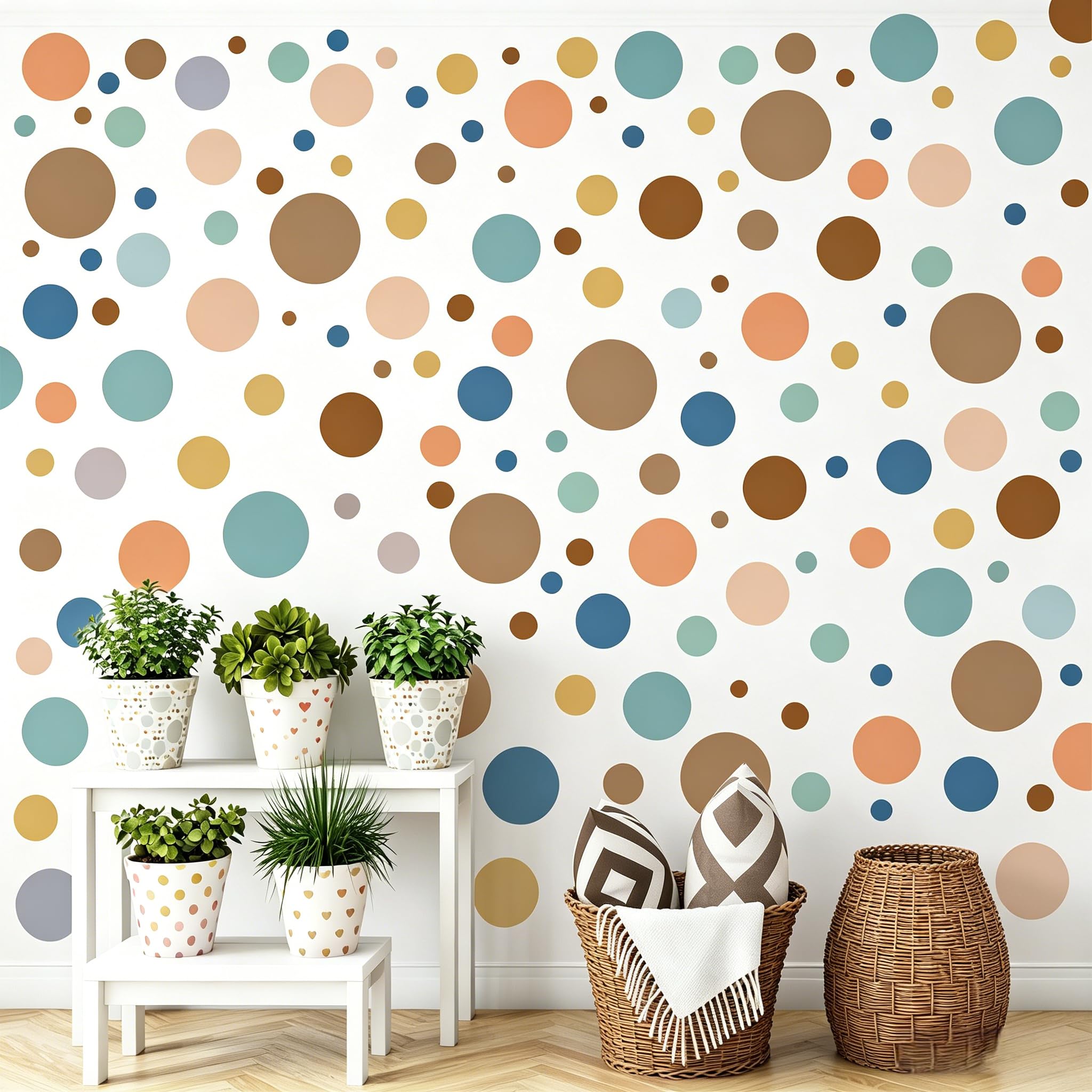Boho Neutral Dot Wall Stickers, 10 Sheets 230Pcs Removable Vinyl Decals, Peel and Stick Earth Tone Polka Dots Decor for Bedroom, Living Room, Dorm, Office,DIY Furniture & Wall Art, Dreamy Home Decor — image 1