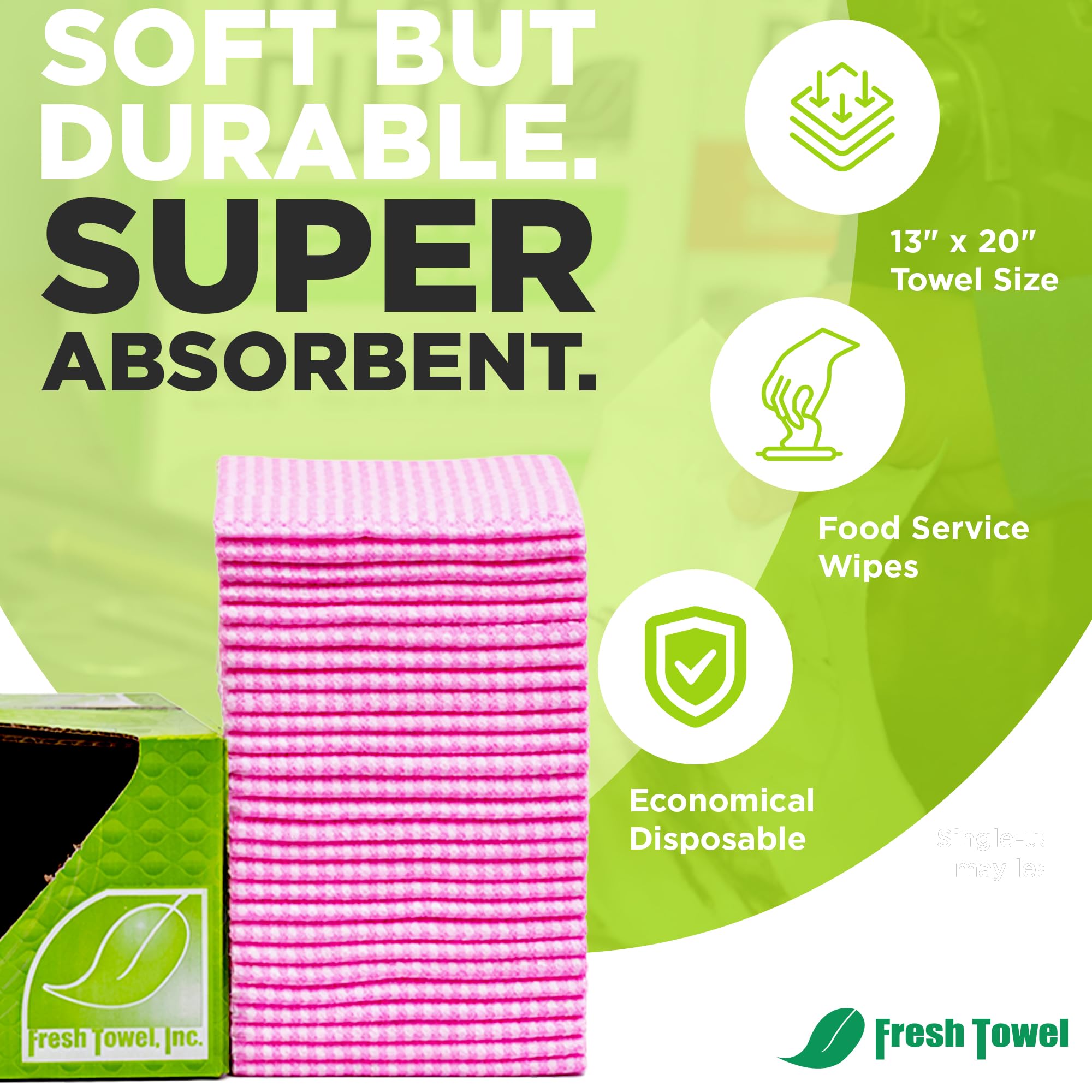Fresh Towel Foodservice Ręczniki papierowe wielokrotnego użytku - 1/4 złożony, 33 x 50 cm - różowy wzór w prostą linię (1 opakowanie 200) uniwersalne ręczniki do czyszczenia