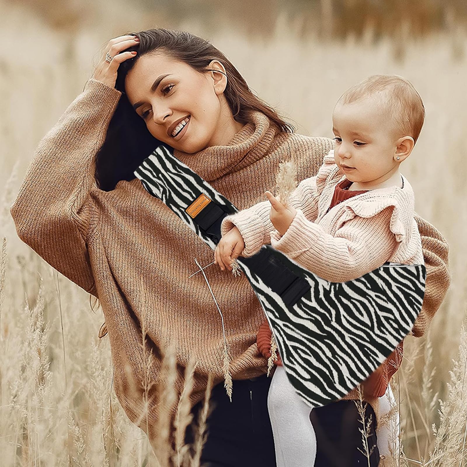 Marsupio Neonato 6-36 Mesi Regolabile Fascia Porta Bebe per Dormire Supporto Stabile Baby Carrier Leggero e Traspirante Laterale Porta Bambino Accessori per Neonati (Strisce Zebra)