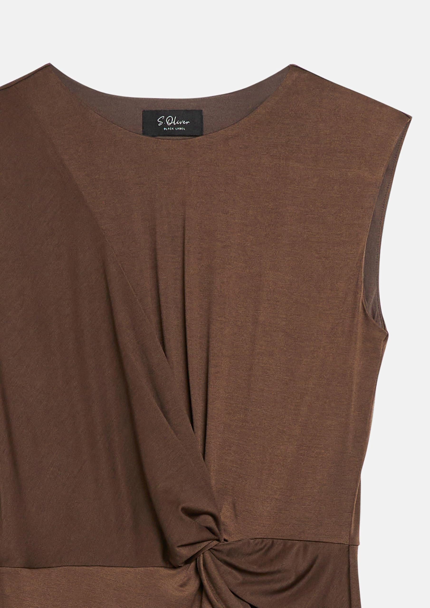 s.Oliver Damen Kleid – Regular Fit, Jersey, ärmellos mit Wickel-Optik und Knoten-Detail