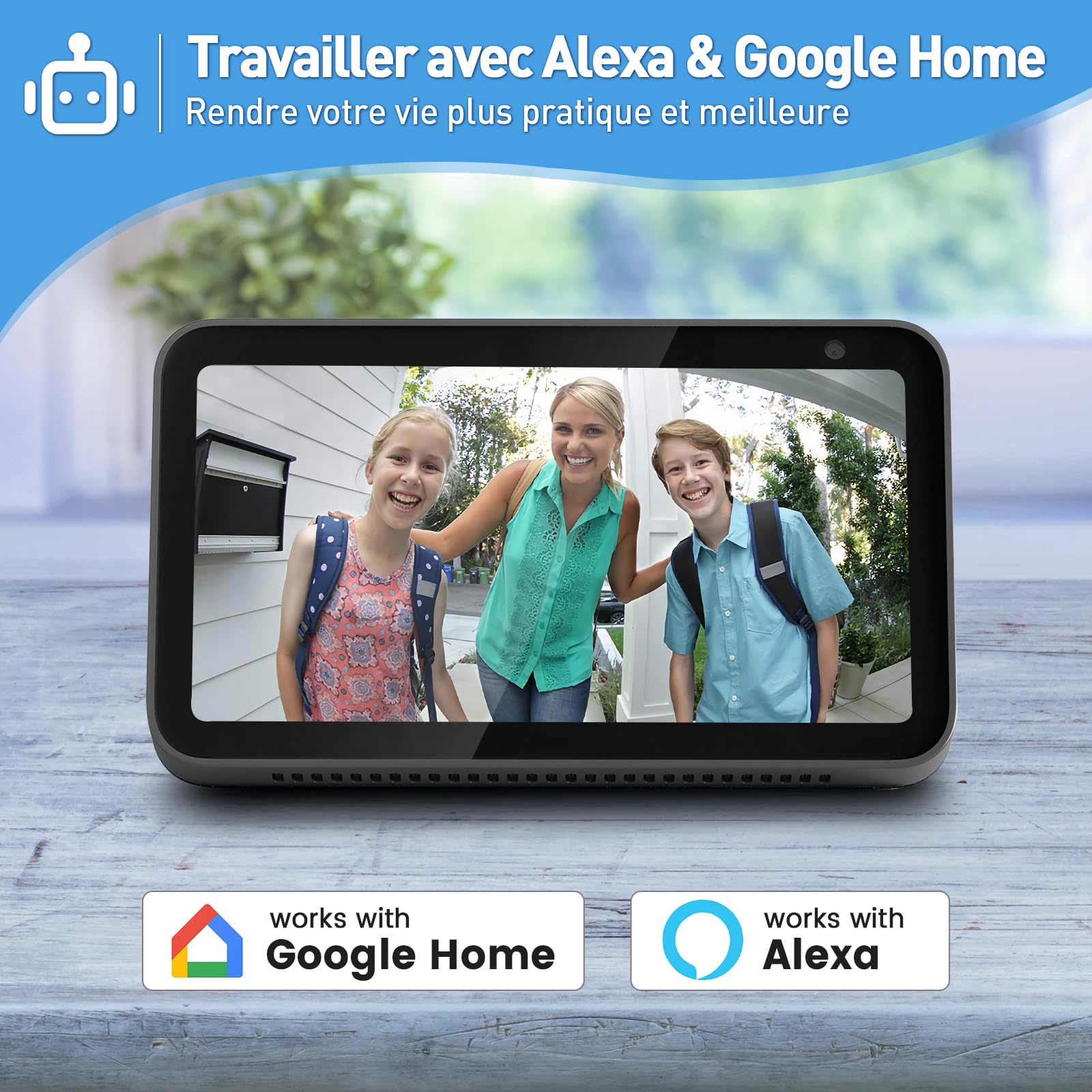 XTU Sonnette Vidéo 2K sans Abonnement, Compatible Alexa et Google | Batterie 4800mAh, stockage local et cloud, Wi-Fi 2,4 GHz, vision HD 2K, compatible Alexa et Google Home.