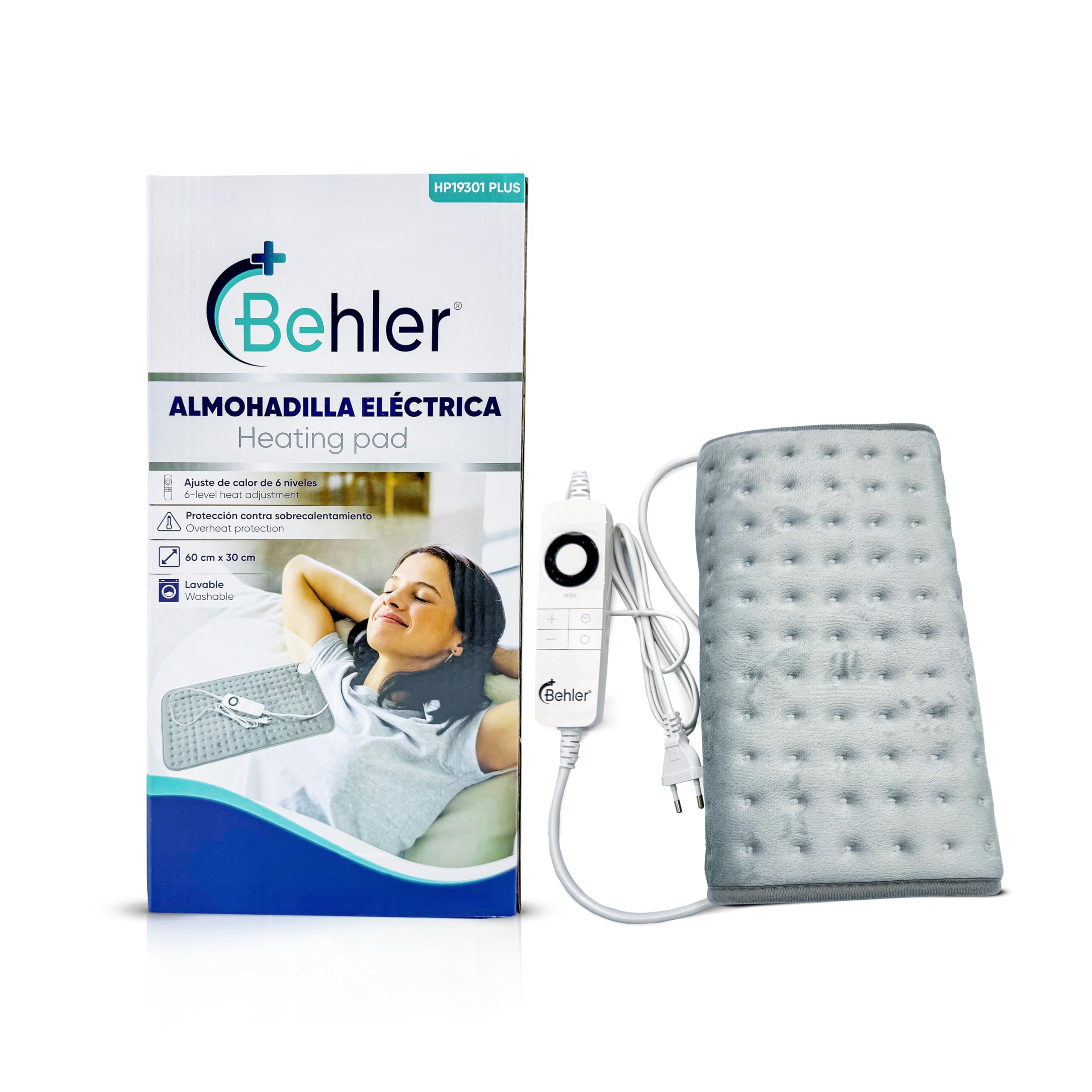 manta electrica Lumbar - Gris - Almohadilla eléctrica 60x30 Centímetros - 6 Niveles de calor - Manta termica - Apagado automático - Manta electrica - Almohadilla térmica para espalda, cuello y abdomen