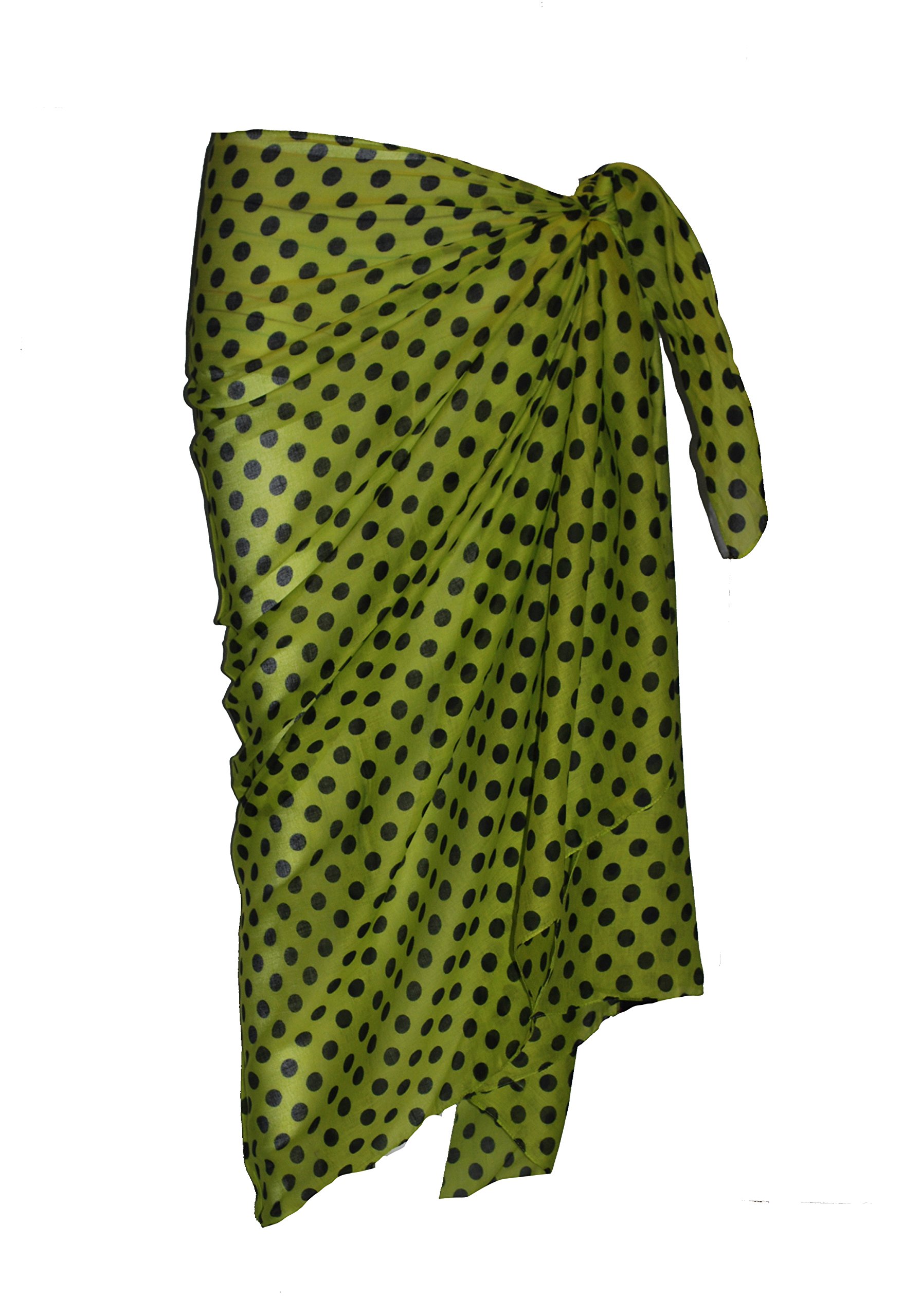 P4F Soft Polka Dot Cotton Sarong (UK, Alpha, One Size, Regular, Regular, Green/Black)