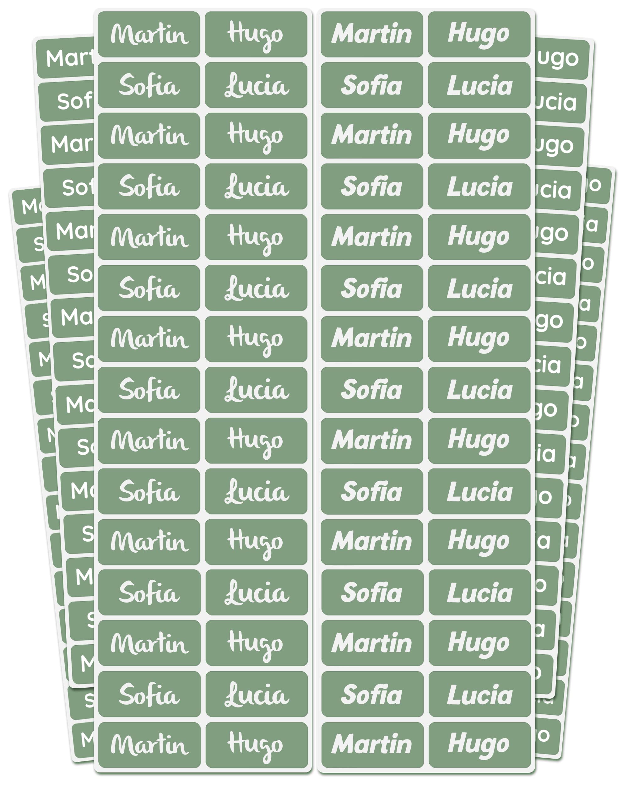 melu kids® Etiquetas para Ropa Personalizadas (50 piezas) - No es necesario planchar, pegatinas personalizadas para pegar y lavables a máquina (lavadora y lavavajilas) - Verde