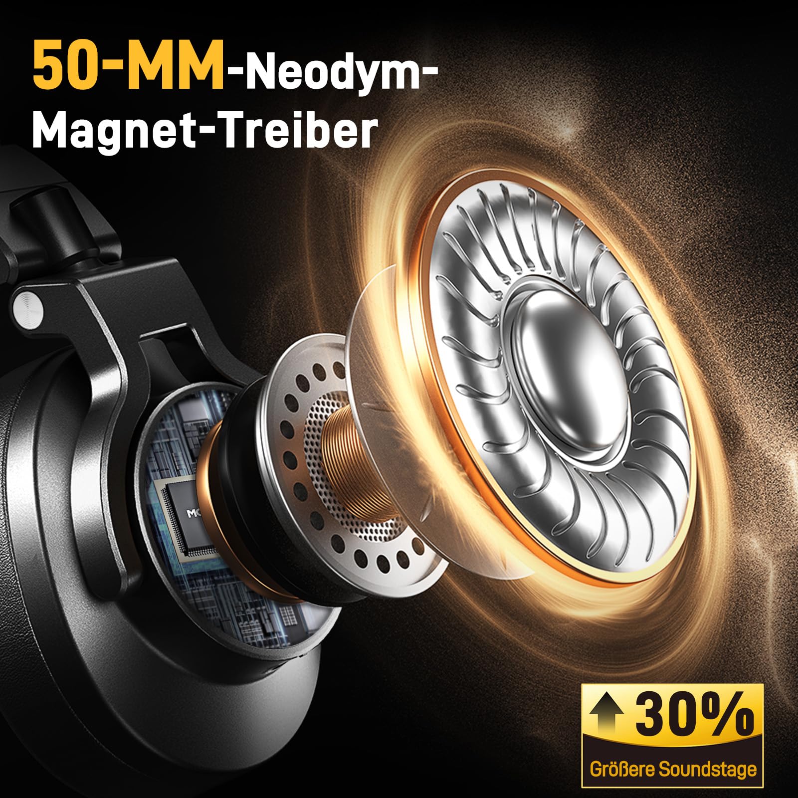 MAONO Professionelle Studio Kopfhörer, Kopfhörer Over Ear mit 6,35 & 3,5mm Abnehmbarem Kabel, Geschlossene Design, 50 mm Treiber, für DJ, Podcasts, Handy, PC, Mikrofon, Gitarre, MH700 Schwarz