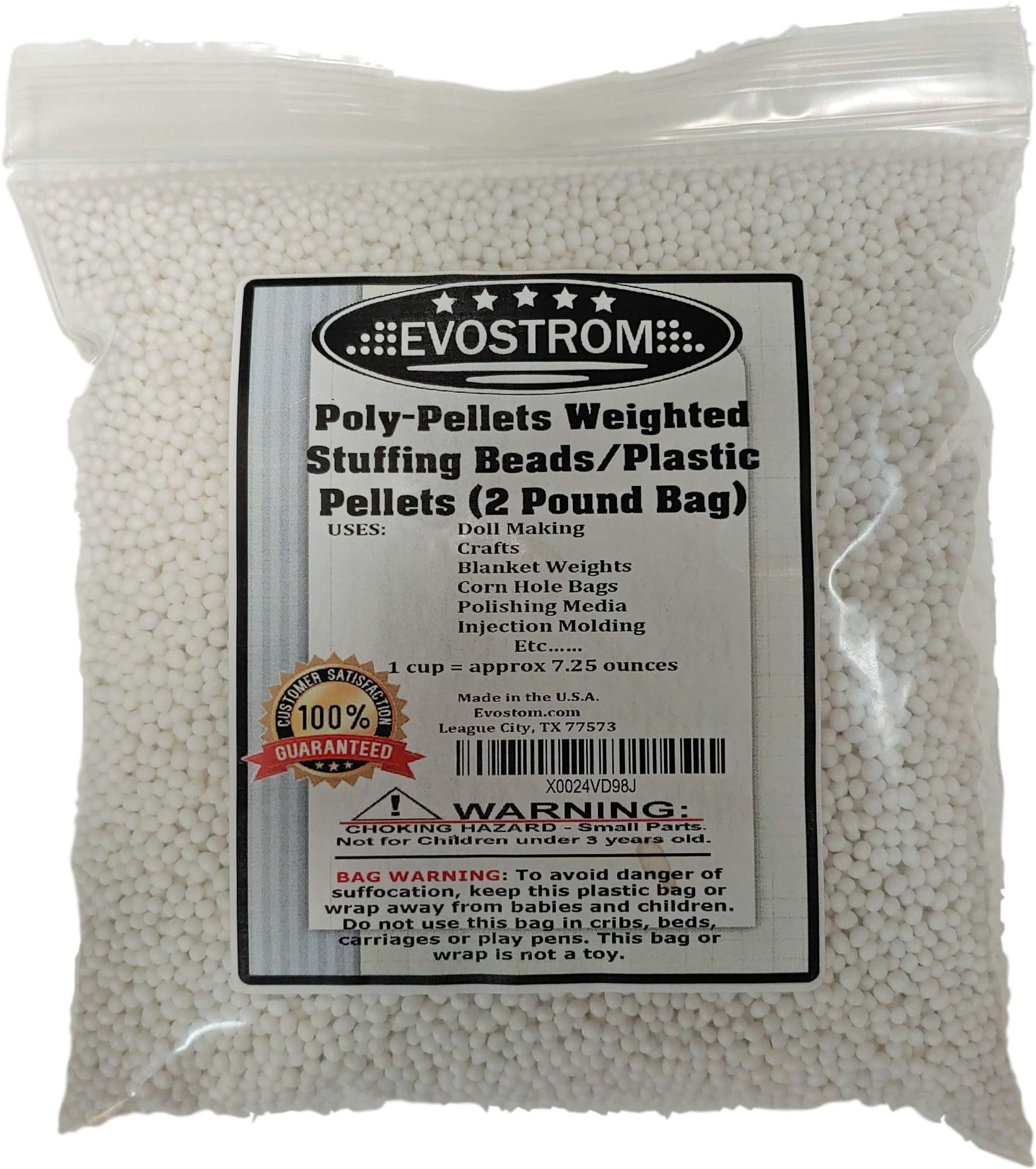 EVOSTROM Poly-Pellets Weighted Stuffing Beads/Plastic Pellets (2 Pound Bag)