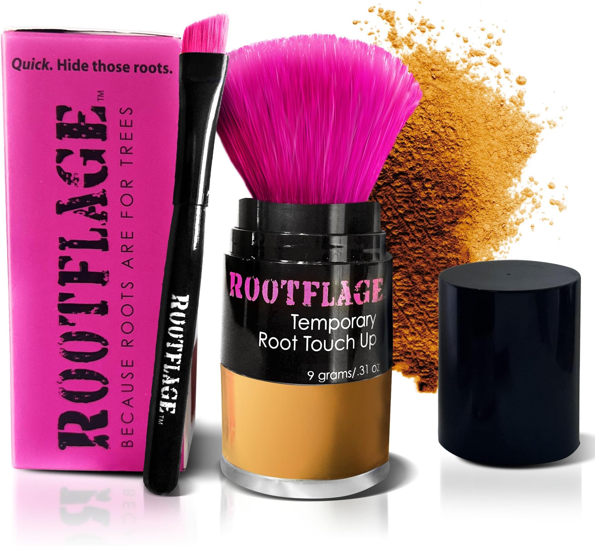 Rootflage Instant Touch Up Hair Powder | Temporary Hair Color & Root Concealer | Available in Blonde, Brunette and 10 Other Hair Shades | Includes Applicator with Detail Brush (11 Strawberry Blonde)