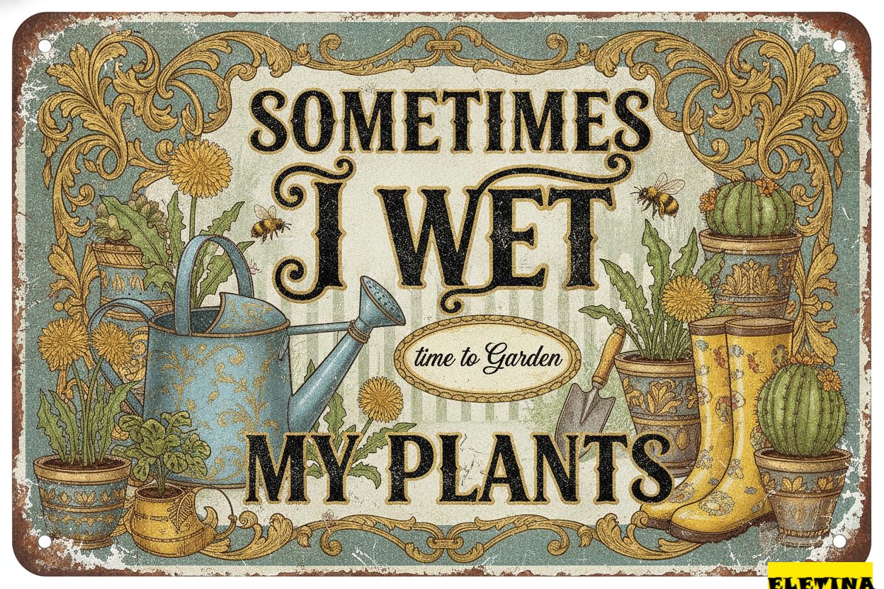 Personalized Sign for Man Cave Garden Metal Tin Sometimes I Wet My Plants Retro Rustic Outdoor Garden Wall Art Decor Fence Decoration 8x12in Private Property Decorative
