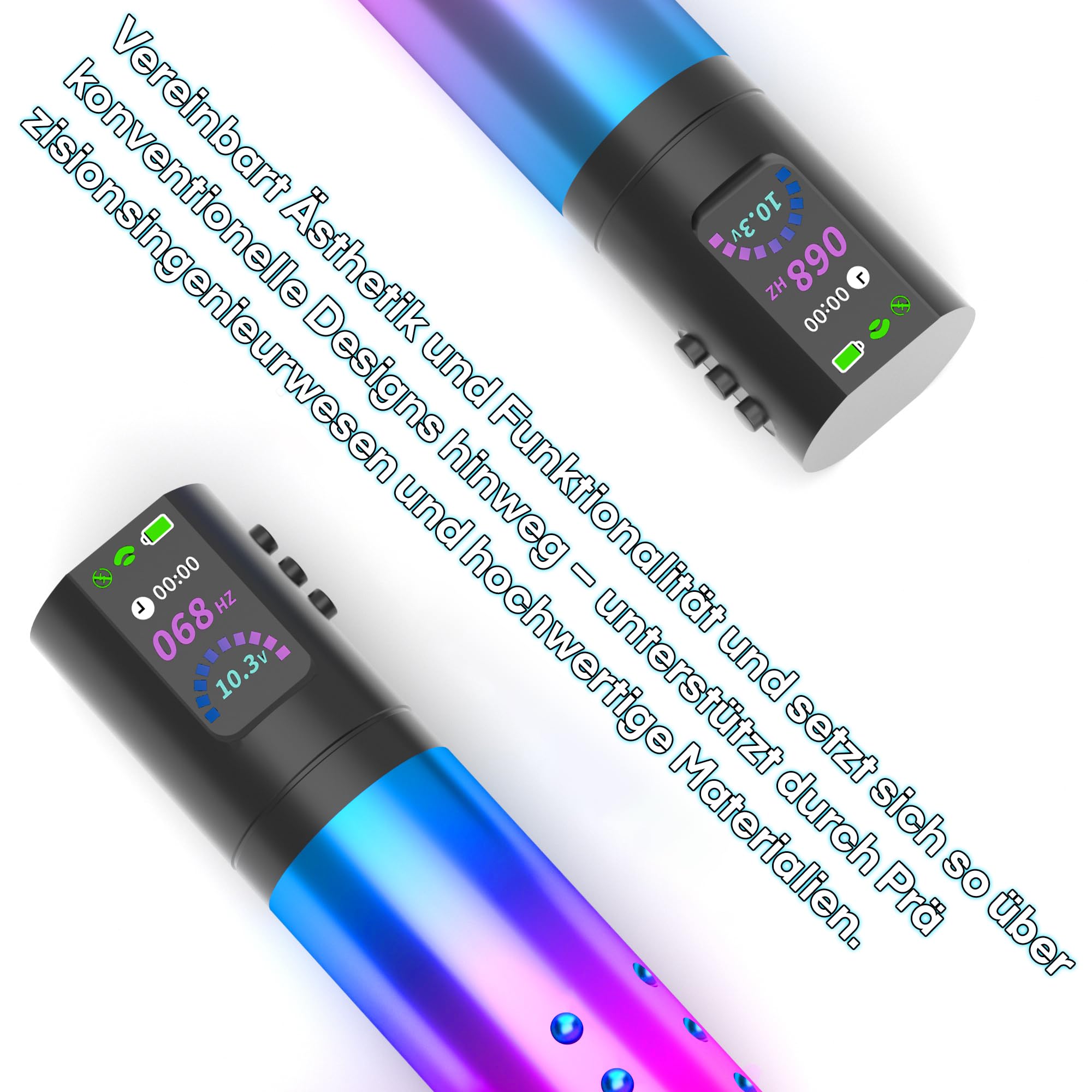 POSEIDON Tattoo Pen Kit, Kabelloses Tattoo-Machine-Set mit 2 Akkus & 20 Tattoo-Kartuschennadeln, LED-Display, Komplettes Tattoo-Zubehör für Anfänger